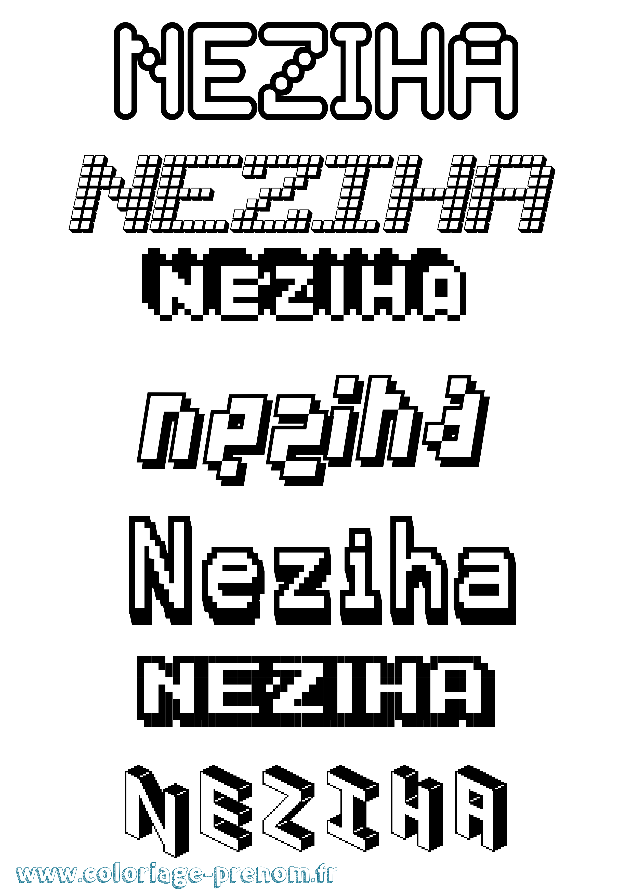 Coloriage Neziha Pixel Coloriage prénom Neziha Pixel