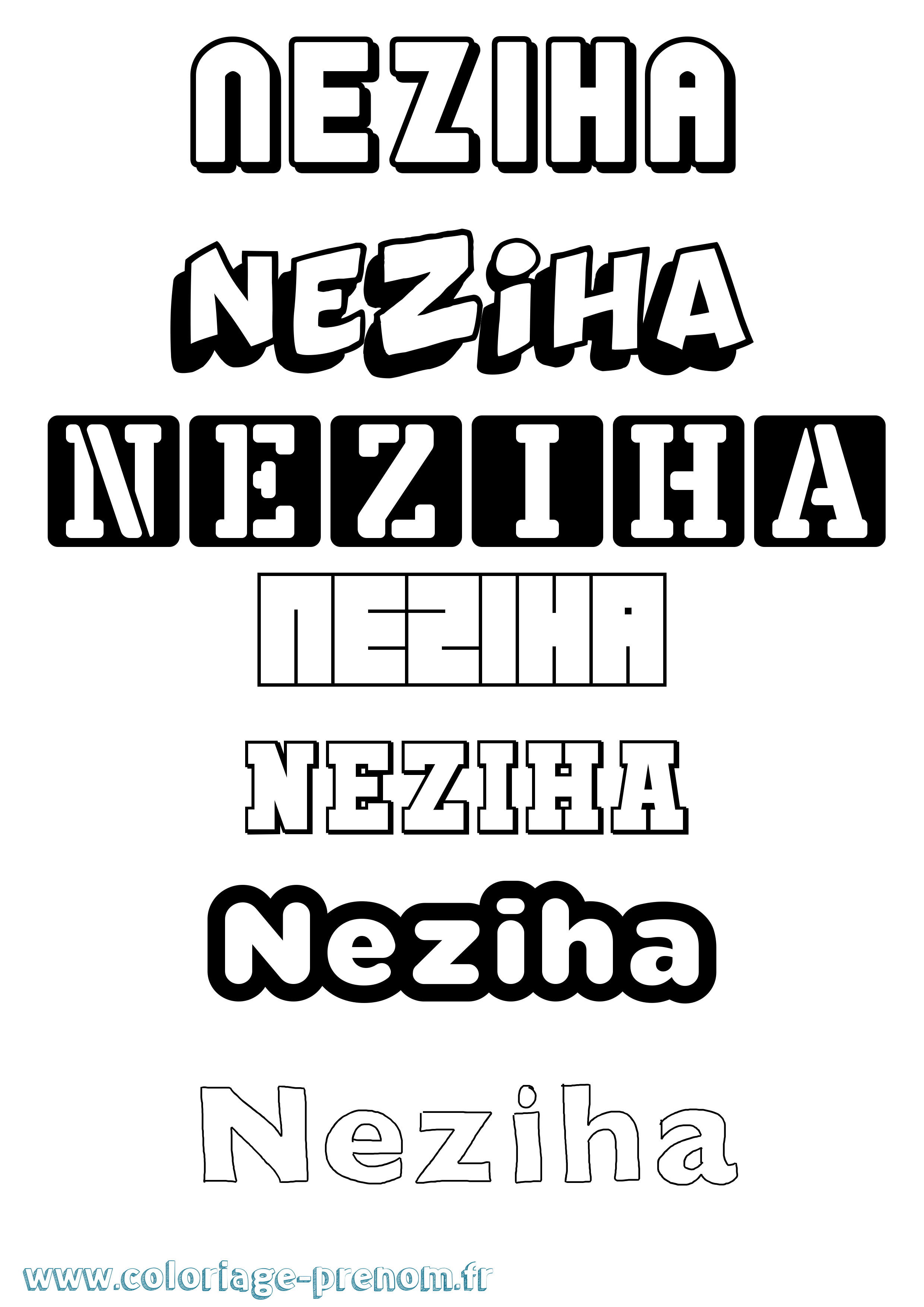Coloriage Neziha Simple Coloriage prénom Neziha Simple