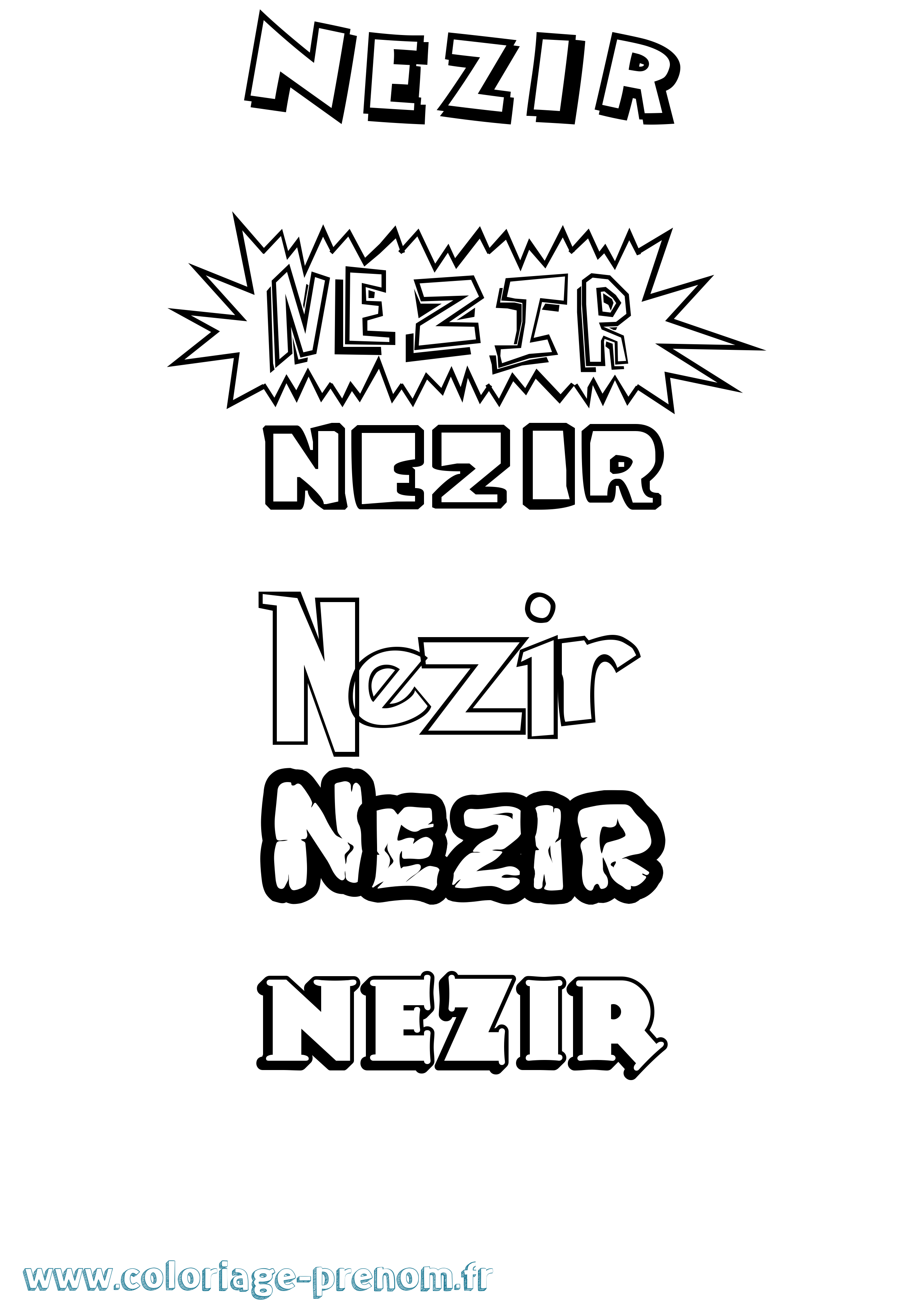 Coloriage Nezir Dessin Animé Coloriage prénom Nezir Dessin Animé