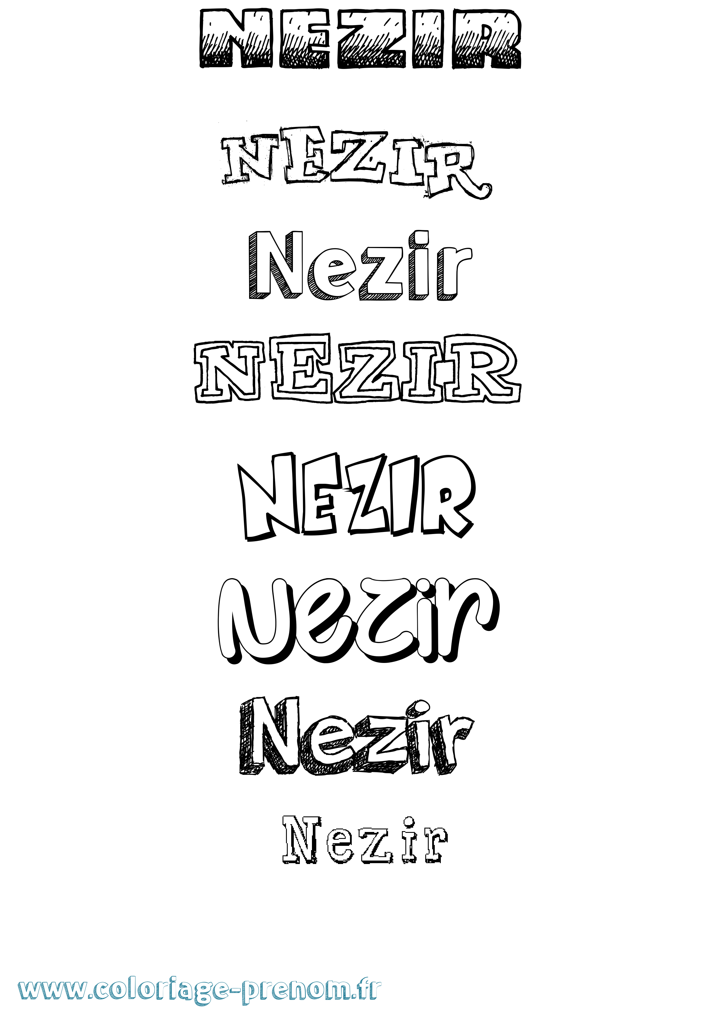 Coloriage Nezir Dessiné Coloriage prénom Nezir Dessiné