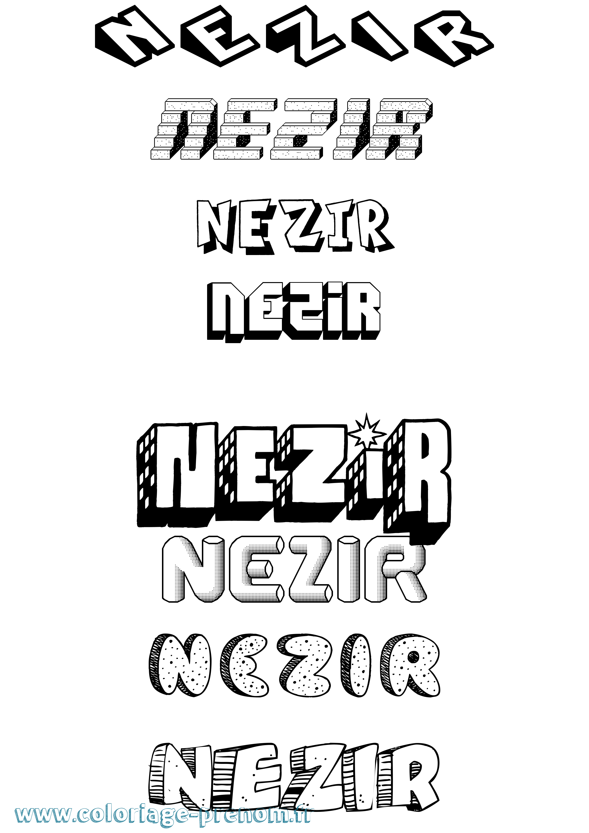 Coloriage Nezir Effet 3D Coloriage prénom Nezir Effet 3D