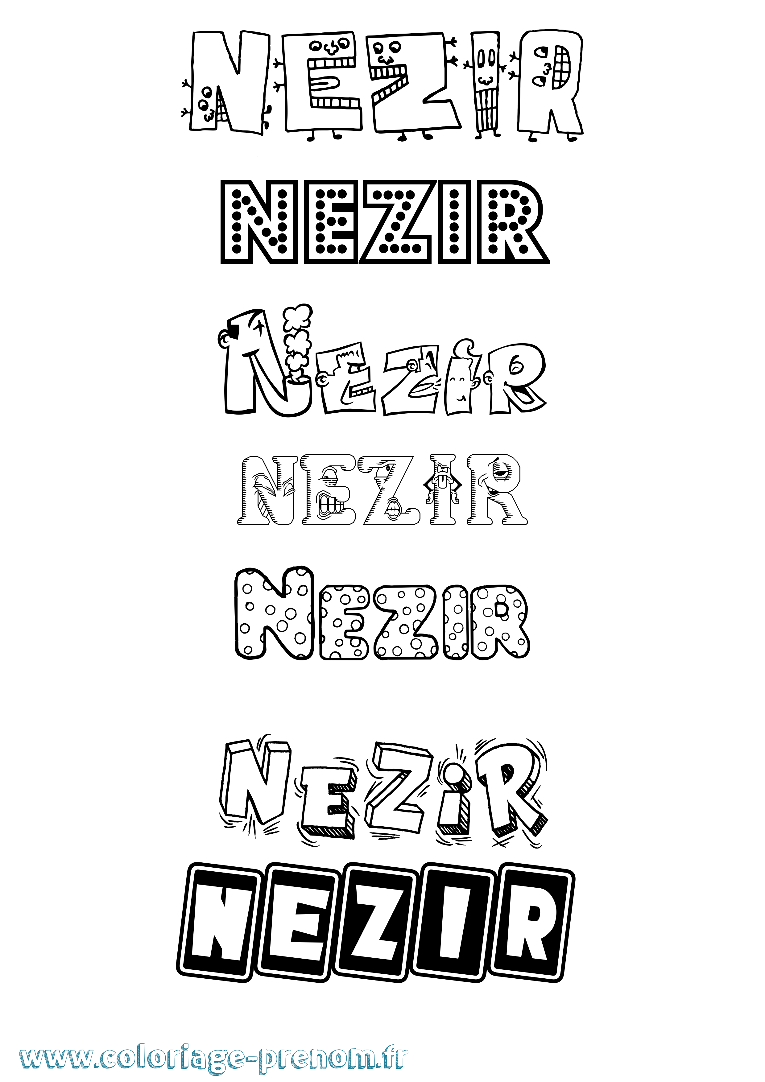 Coloriage Nezir Fun Coloriage prénom Nezir Fun