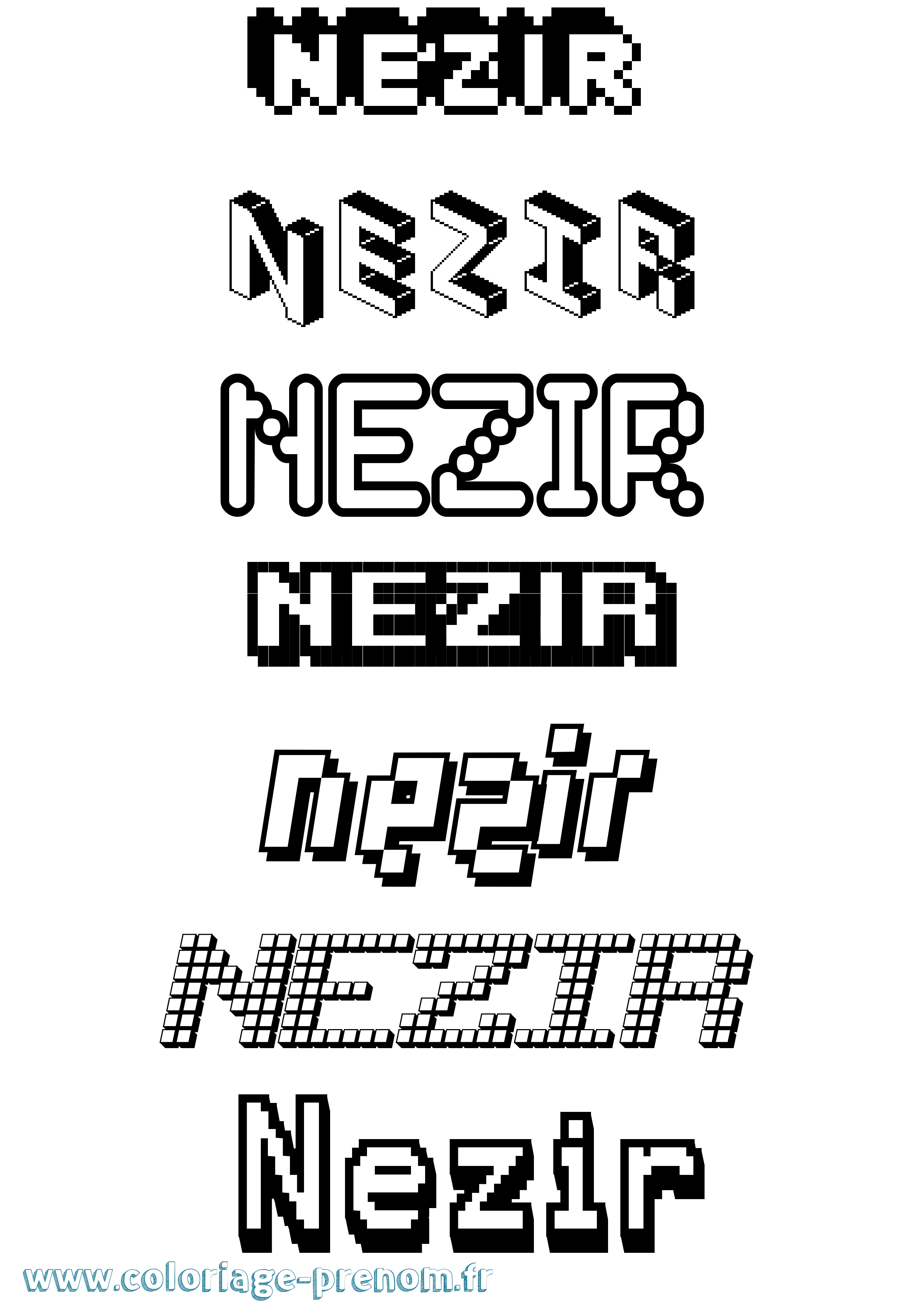 Coloriage Nezir Pixel Coloriage prénom Nezir Pixel