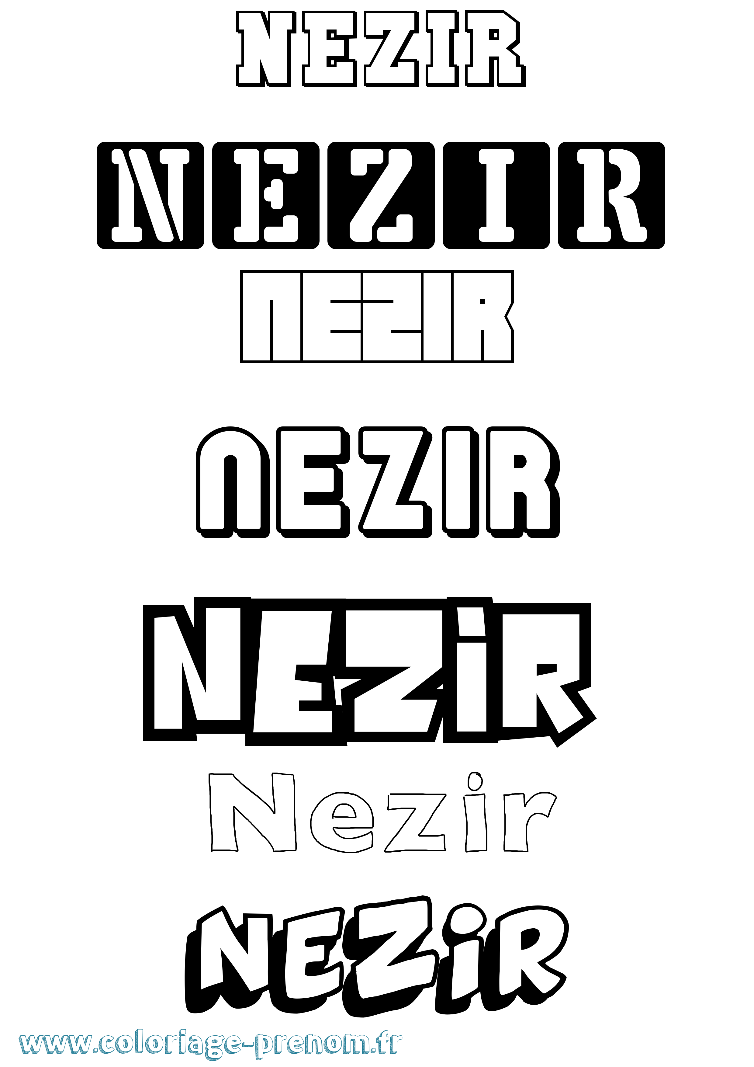 Coloriage Nezir Simple Coloriage prénom Nezir Simple
