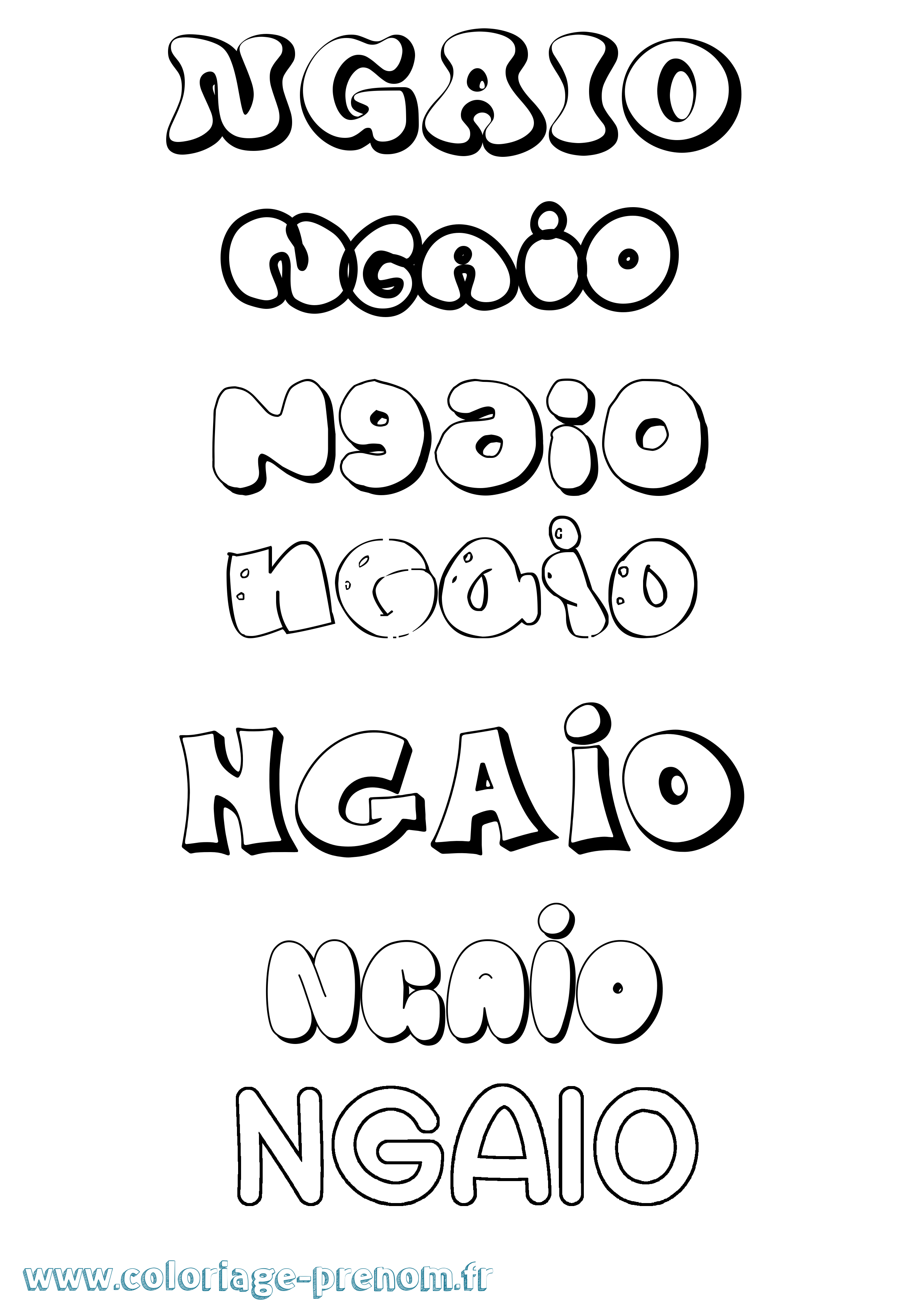 Coloriage Ngaio Bubble Coloriage prénom Ngaio Bubble