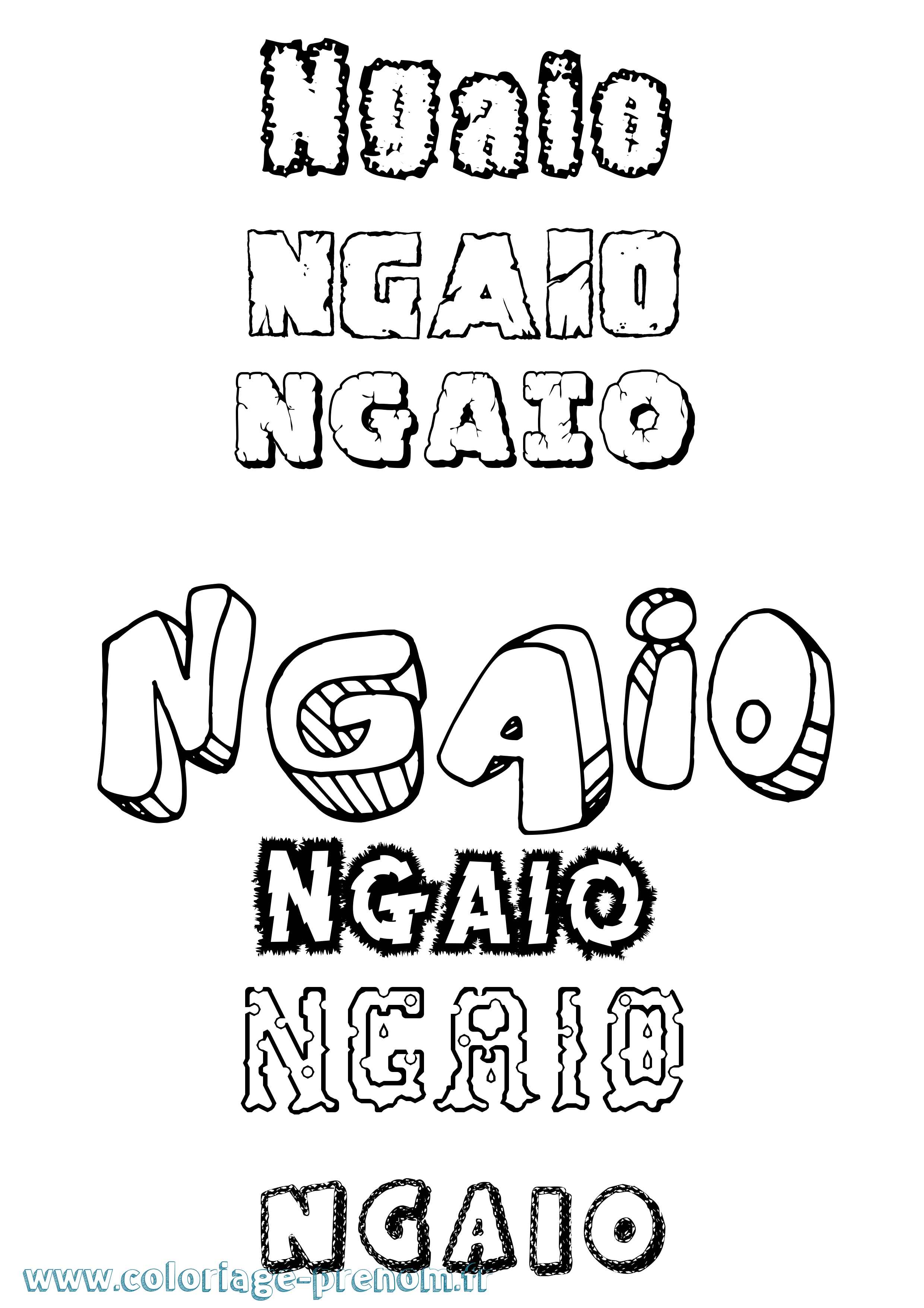Coloriage Ngaio Destructuré Coloriage prénom Ngaio Destructuré