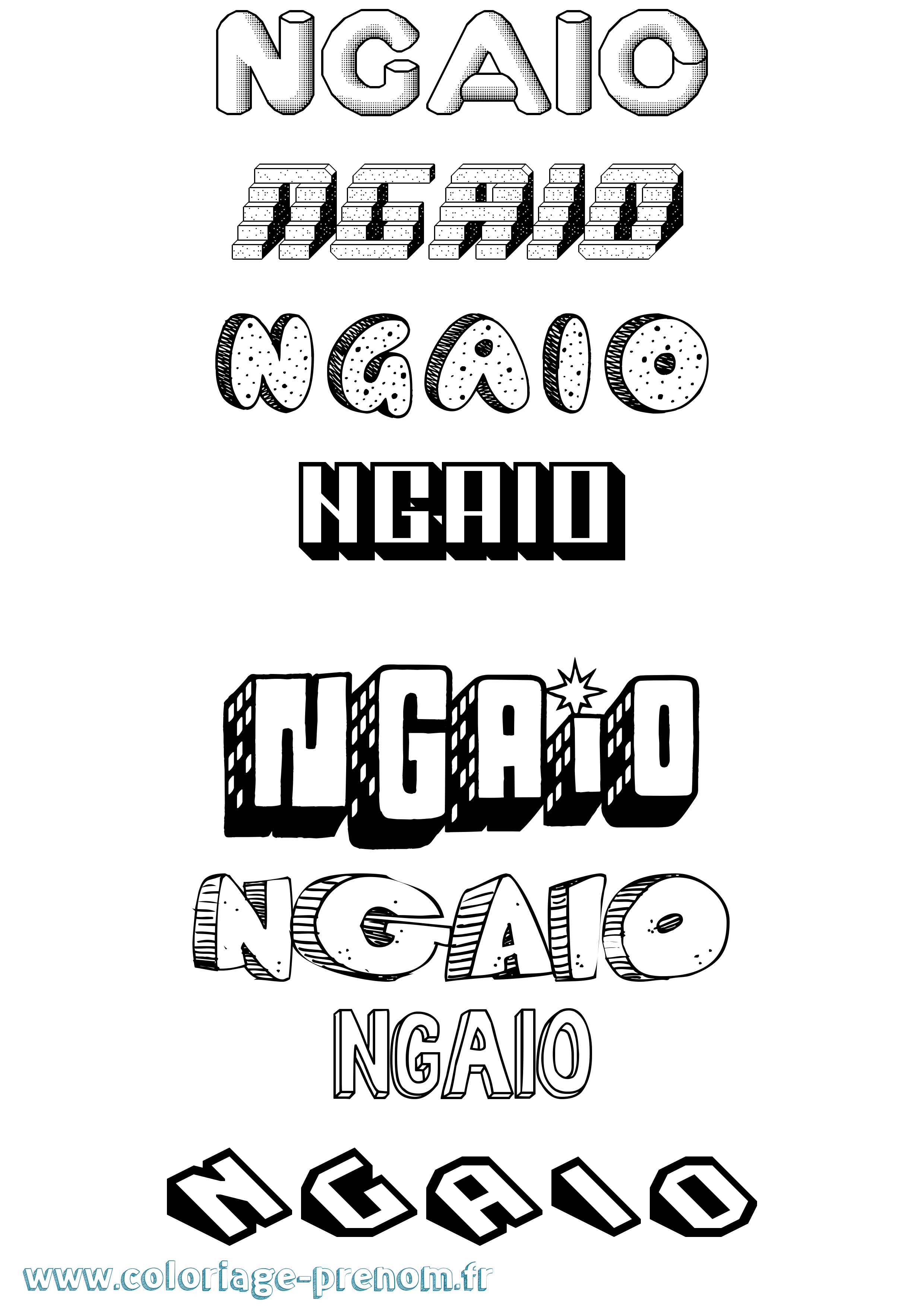 Coloriage Ngaio Effet 3D Coloriage prénom Ngaio Effet 3D
