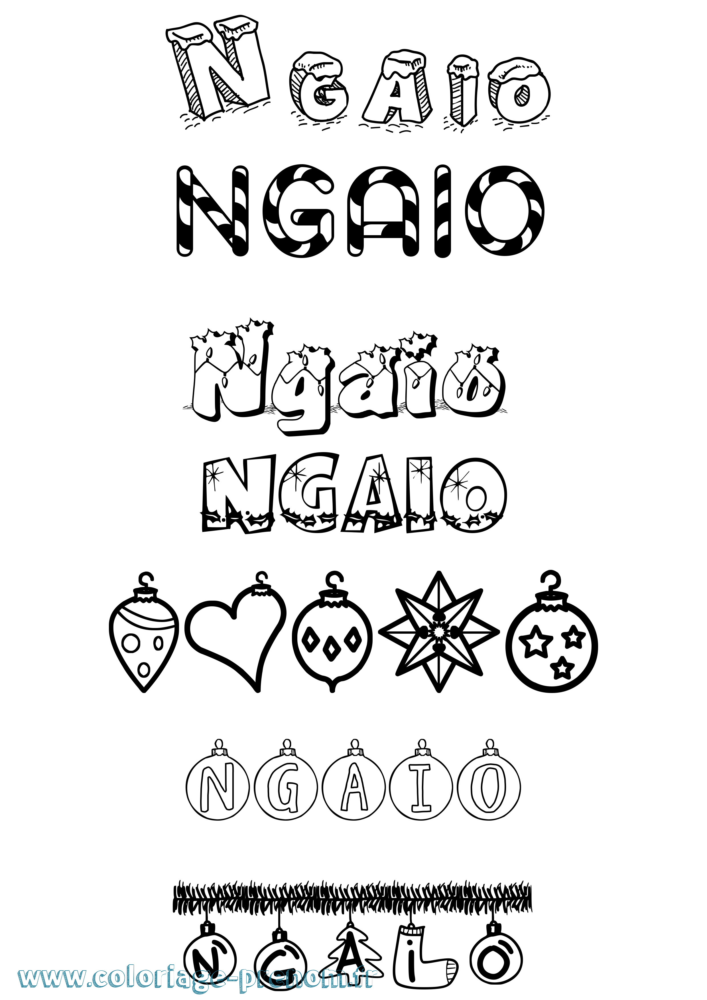 Coloriage Ngaio Noël Coloriage prénom Ngaio Noël