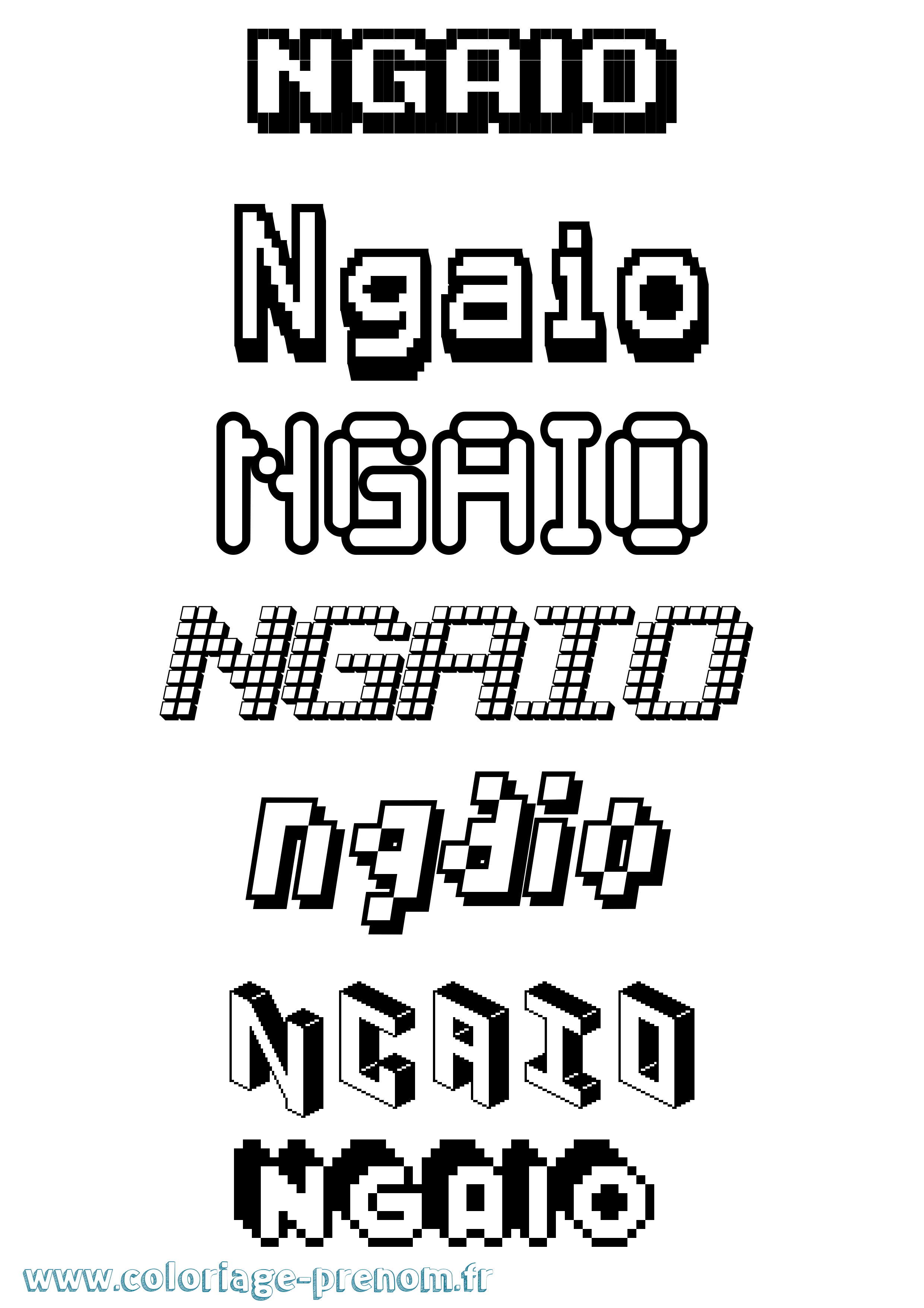 Coloriage Ngaio Pixel Coloriage prénom Ngaio Pixel