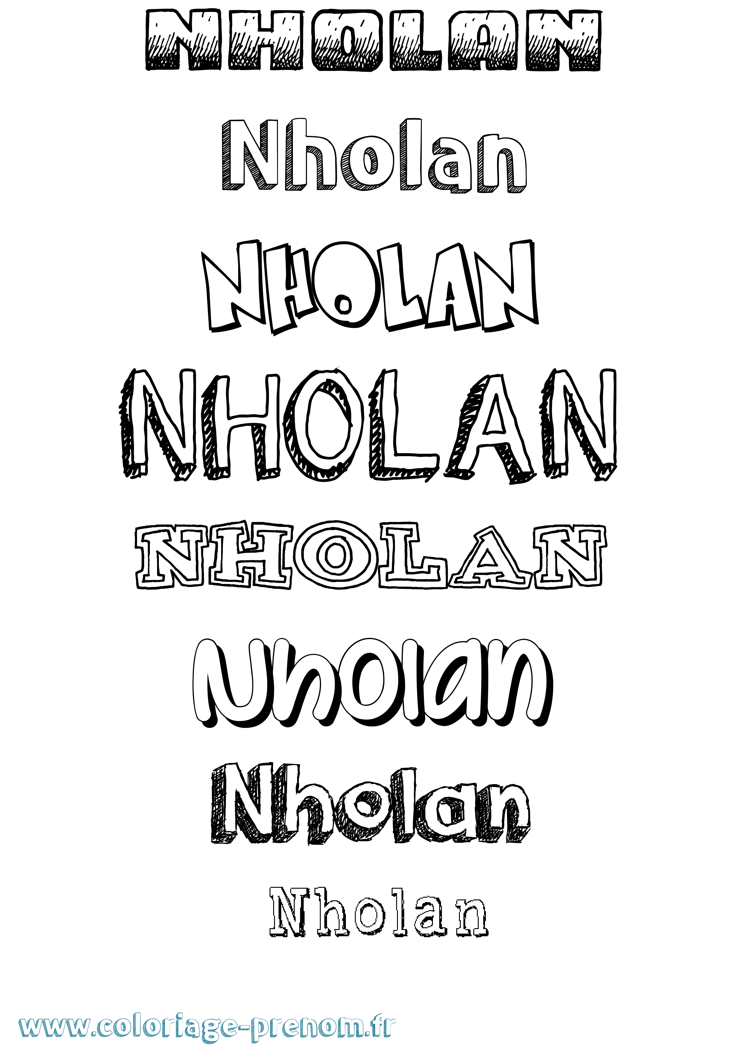 Coloriage Nholan Dessiné Coloriage prénom Nholan Dessiné