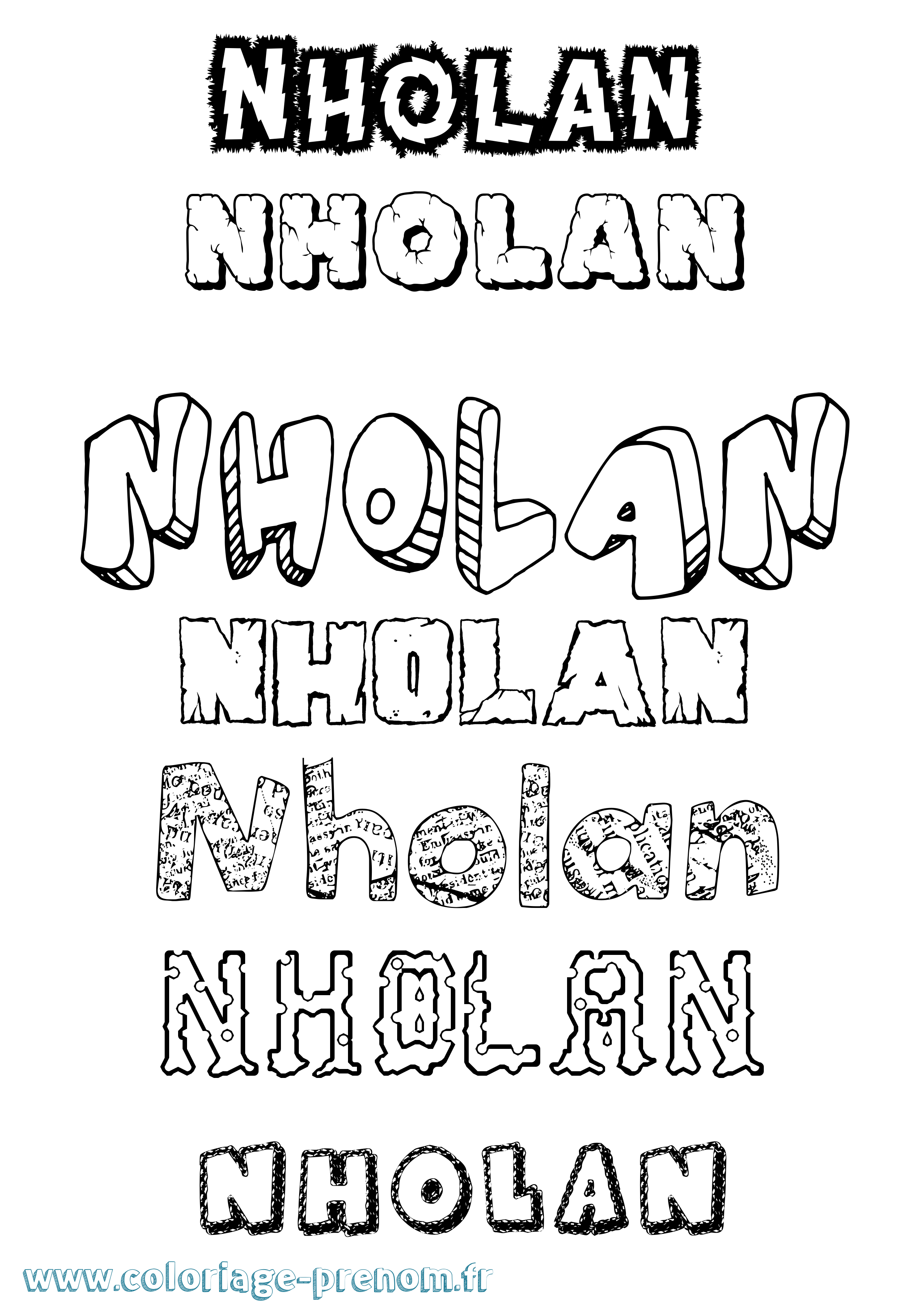 Coloriage Nholan Destructuré Coloriage prénom Nholan Destructuré