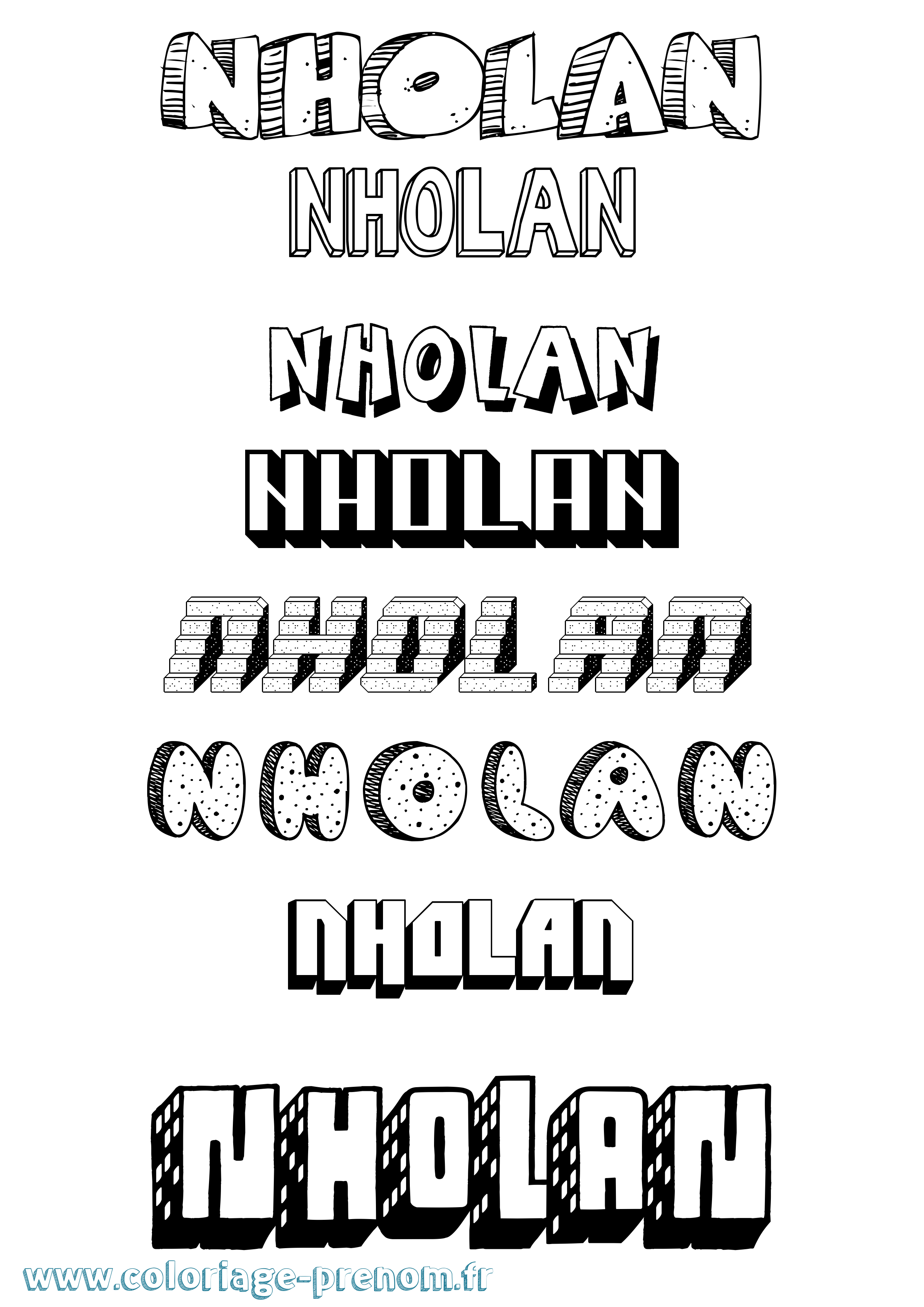 Coloriage Nholan Effet 3D Coloriage prénom Nholan Effet 3D