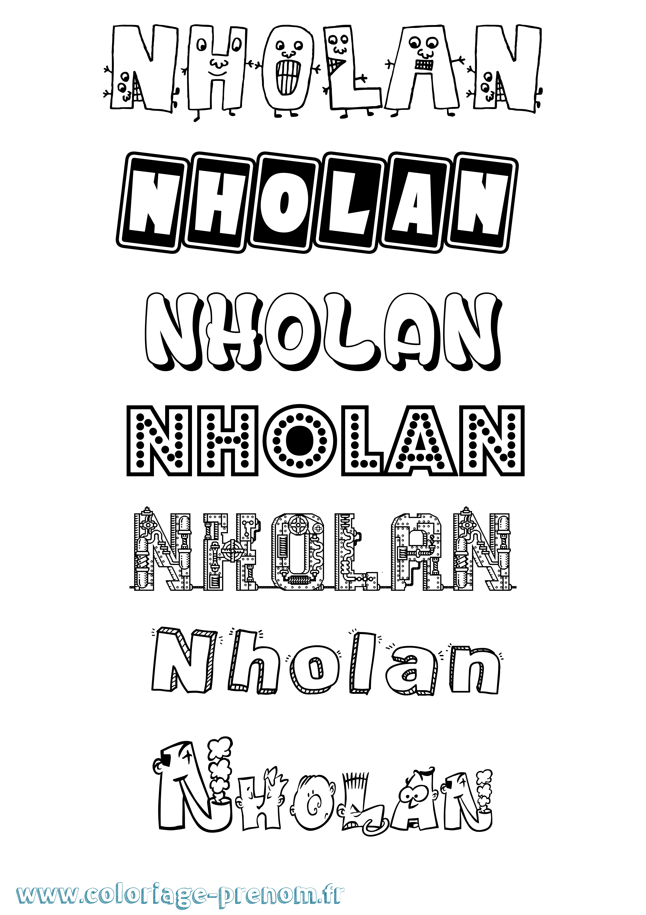Coloriage Nholan Fun Coloriage prénom Nholan Fun