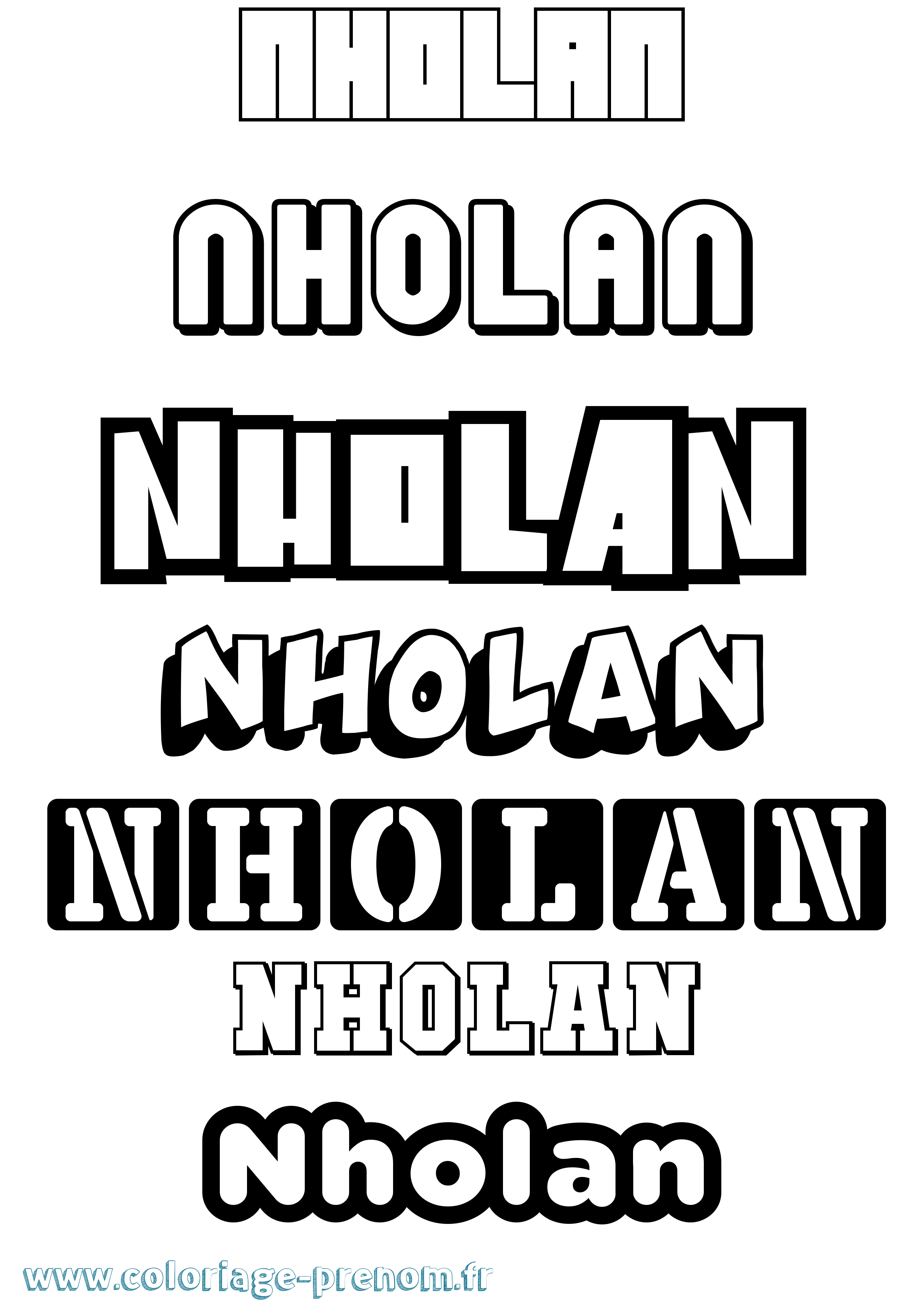 Coloriage Nholan Simple Coloriage prénom Nholan Simple