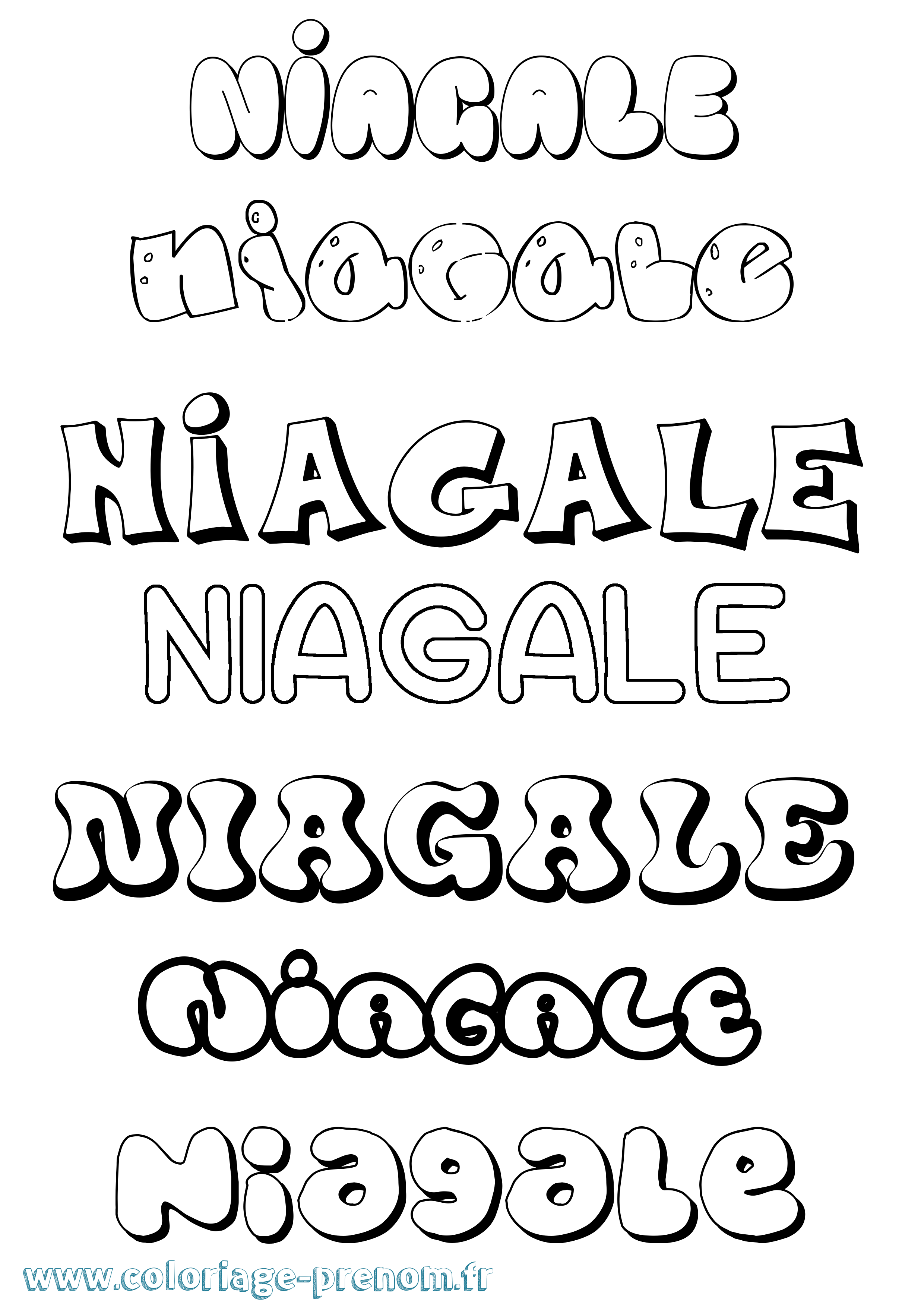 Coloriage Niagale Bubble Coloriage prénom Niagale Bubble