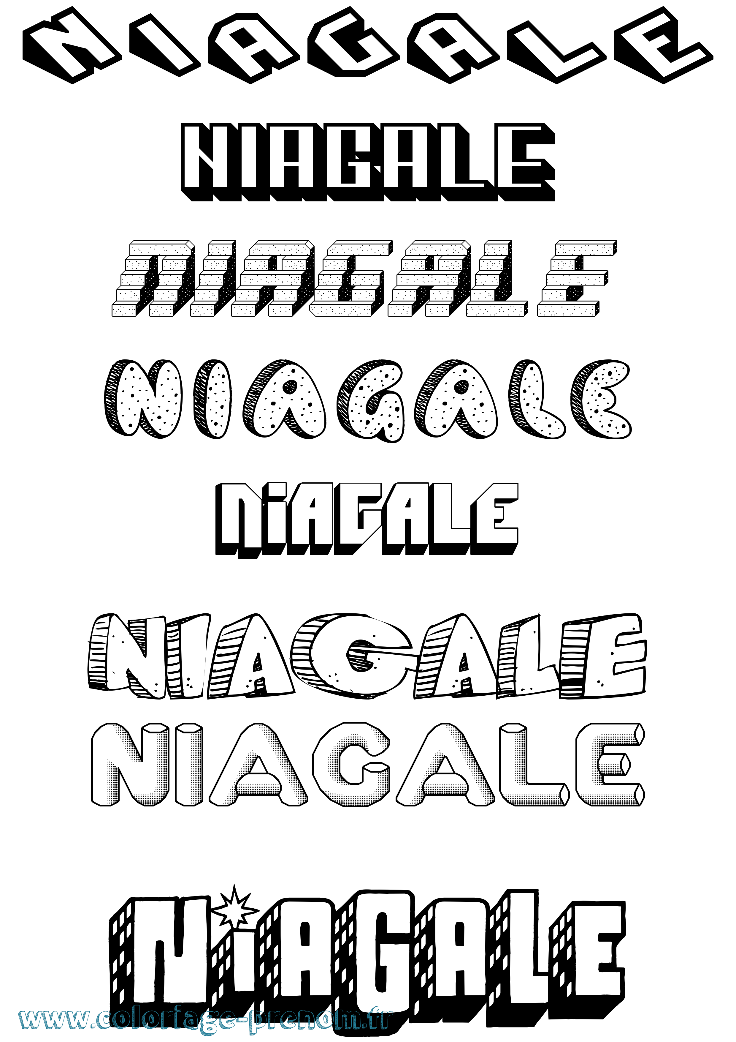 Coloriage Niagale Effet 3D Coloriage prénom Niagale Effet 3D