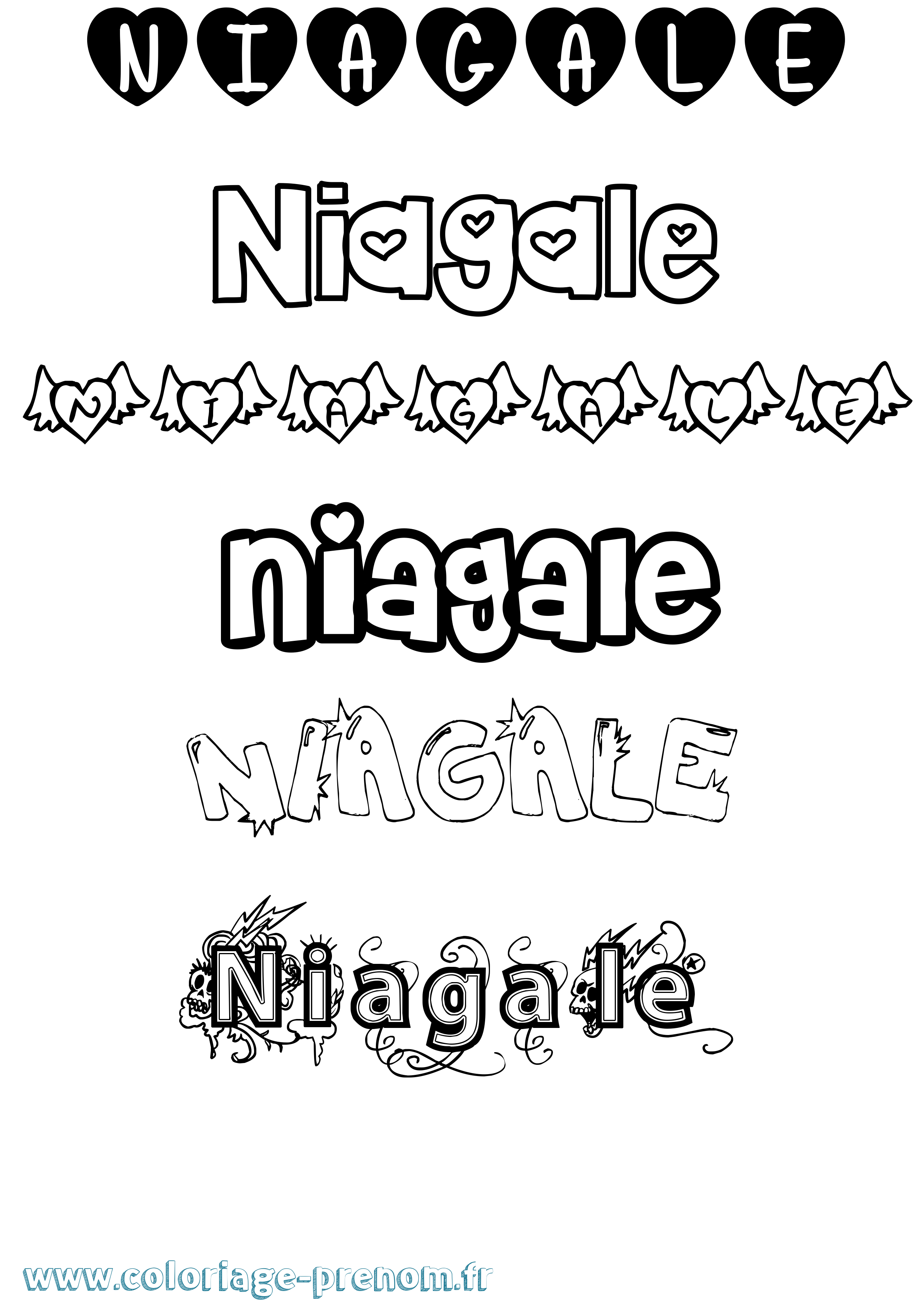 Coloriage Niagale Girly Coloriage prénom Niagale Girly