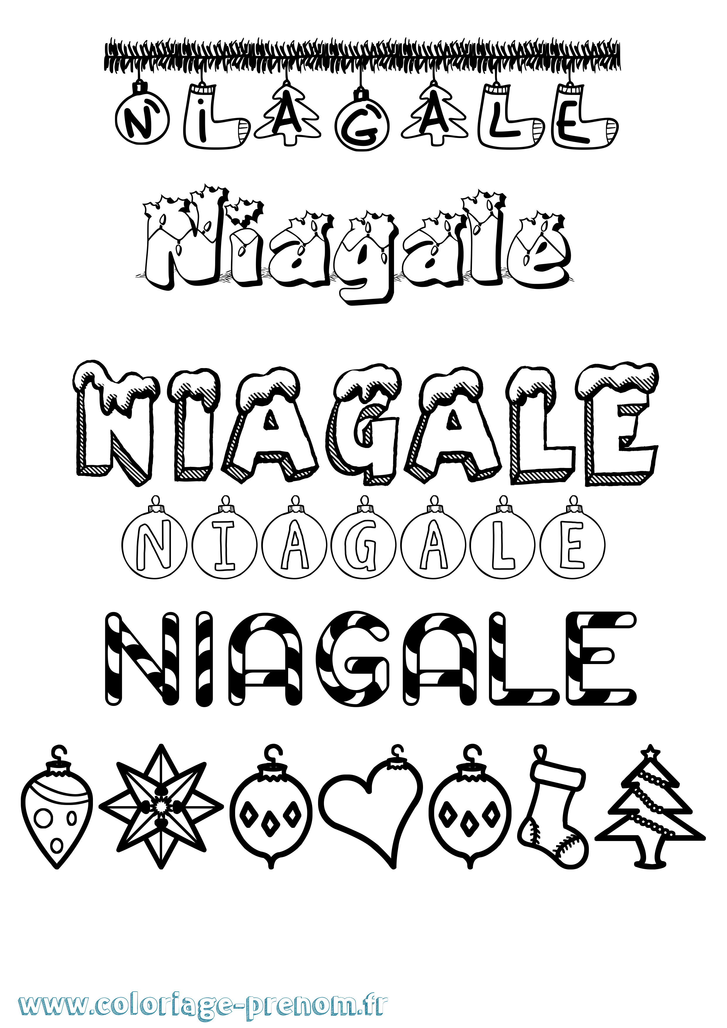 Coloriage Niagale Noël Coloriage prénom Niagale Noël