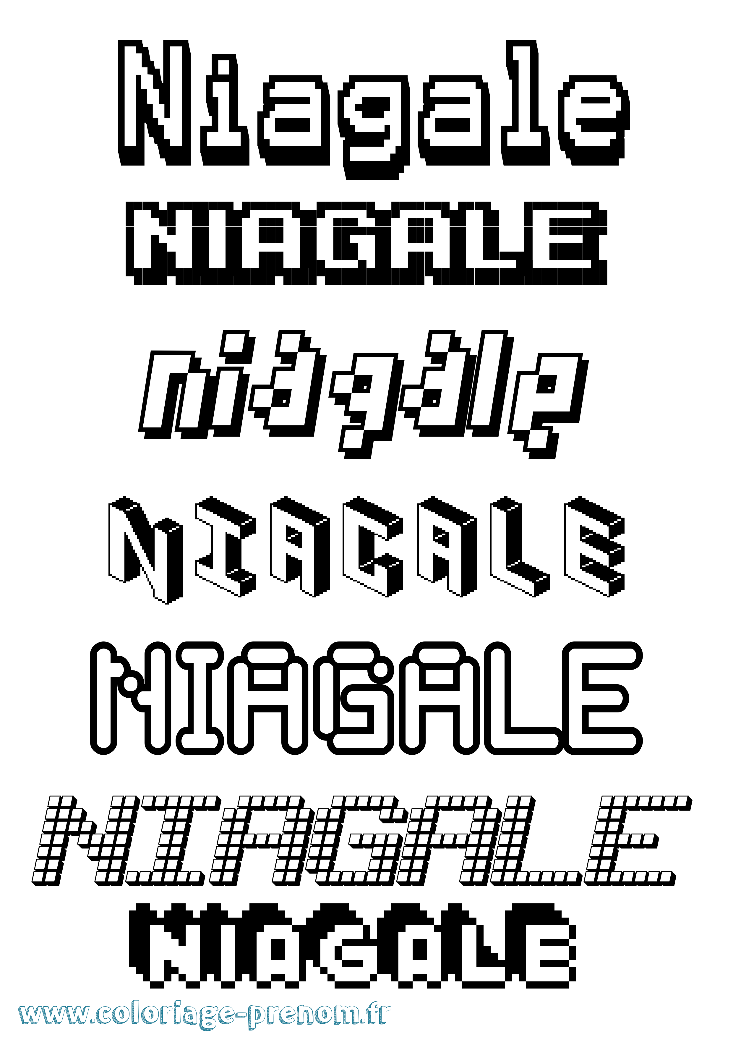 Coloriage Niagale Pixel Coloriage prénom Niagale Pixel