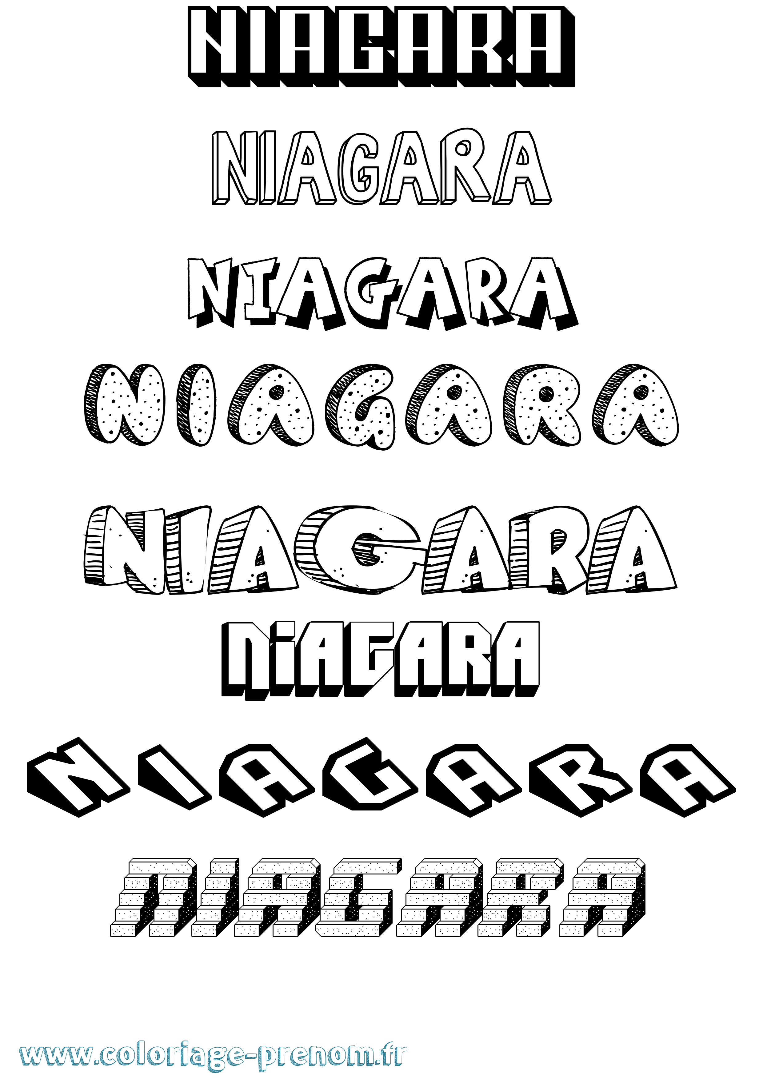 Coloriage Niagara Effet 3D Coloriage prénom Niagara Effet 3D