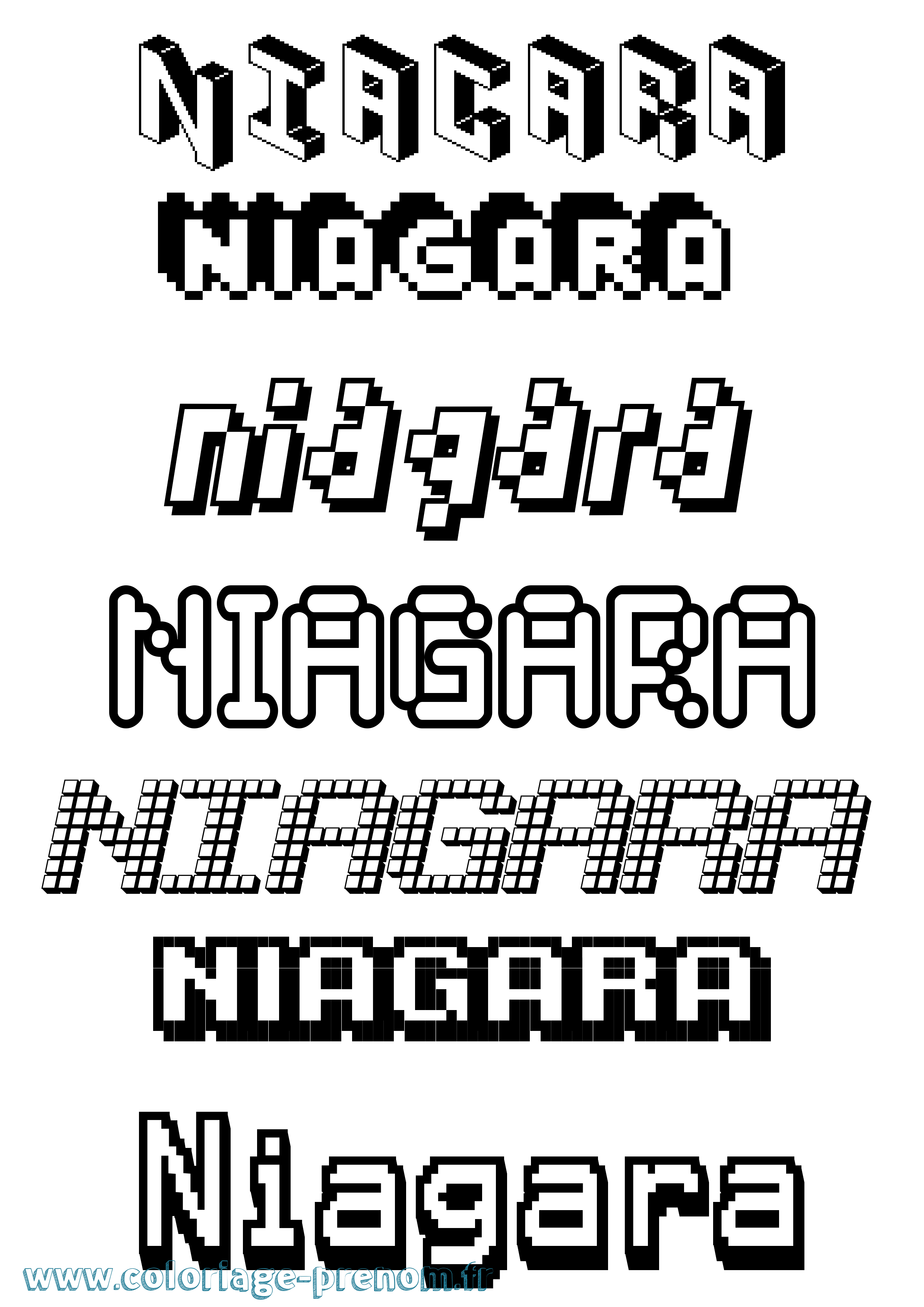 Coloriage Niagara Pixel Coloriage prénom Niagara Pixel