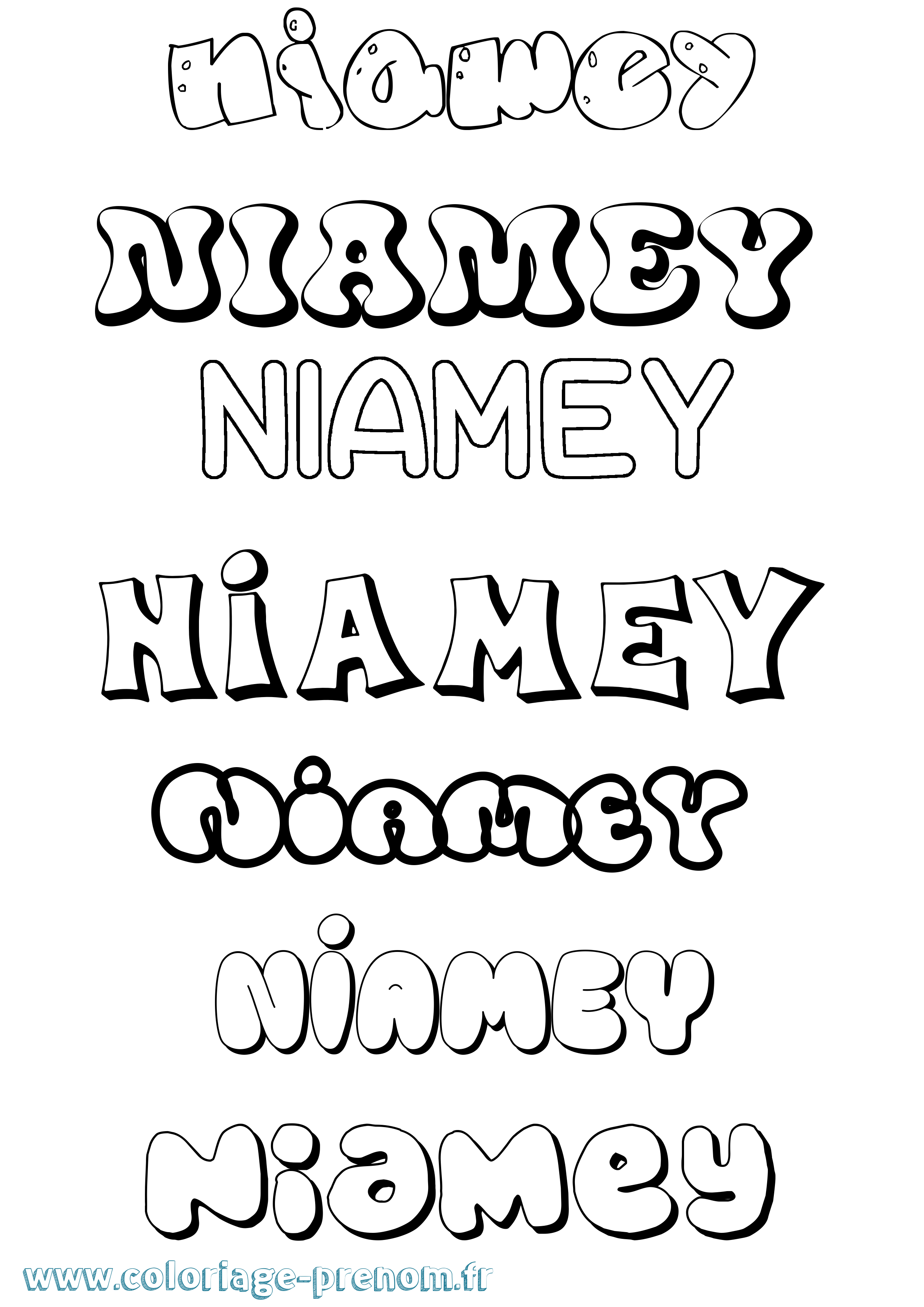Coloriage Niamey Bubble Coloriage prénom Niamey Bubble