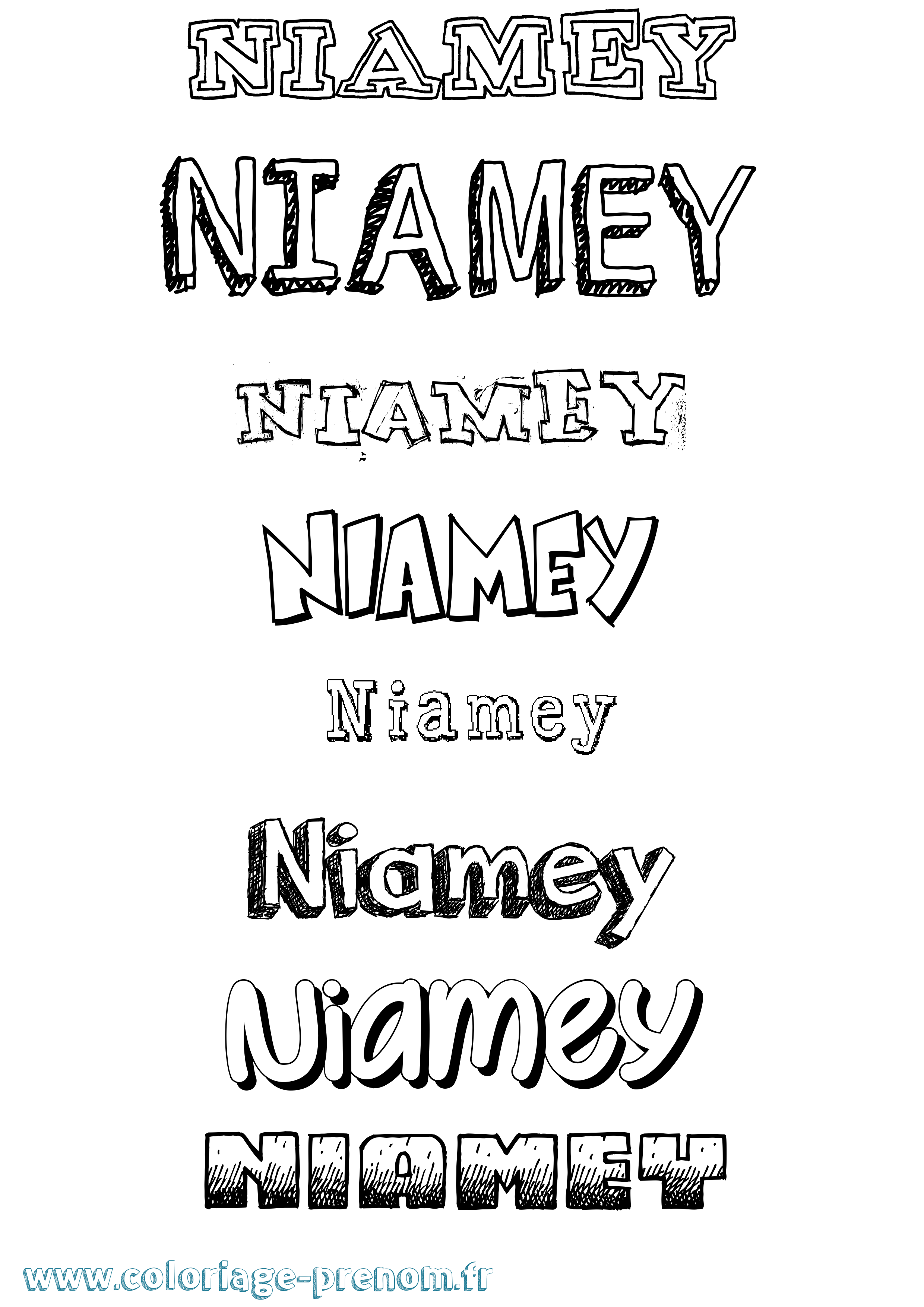 Coloriage Niamey Dessiné Coloriage prénom Niamey Dessiné