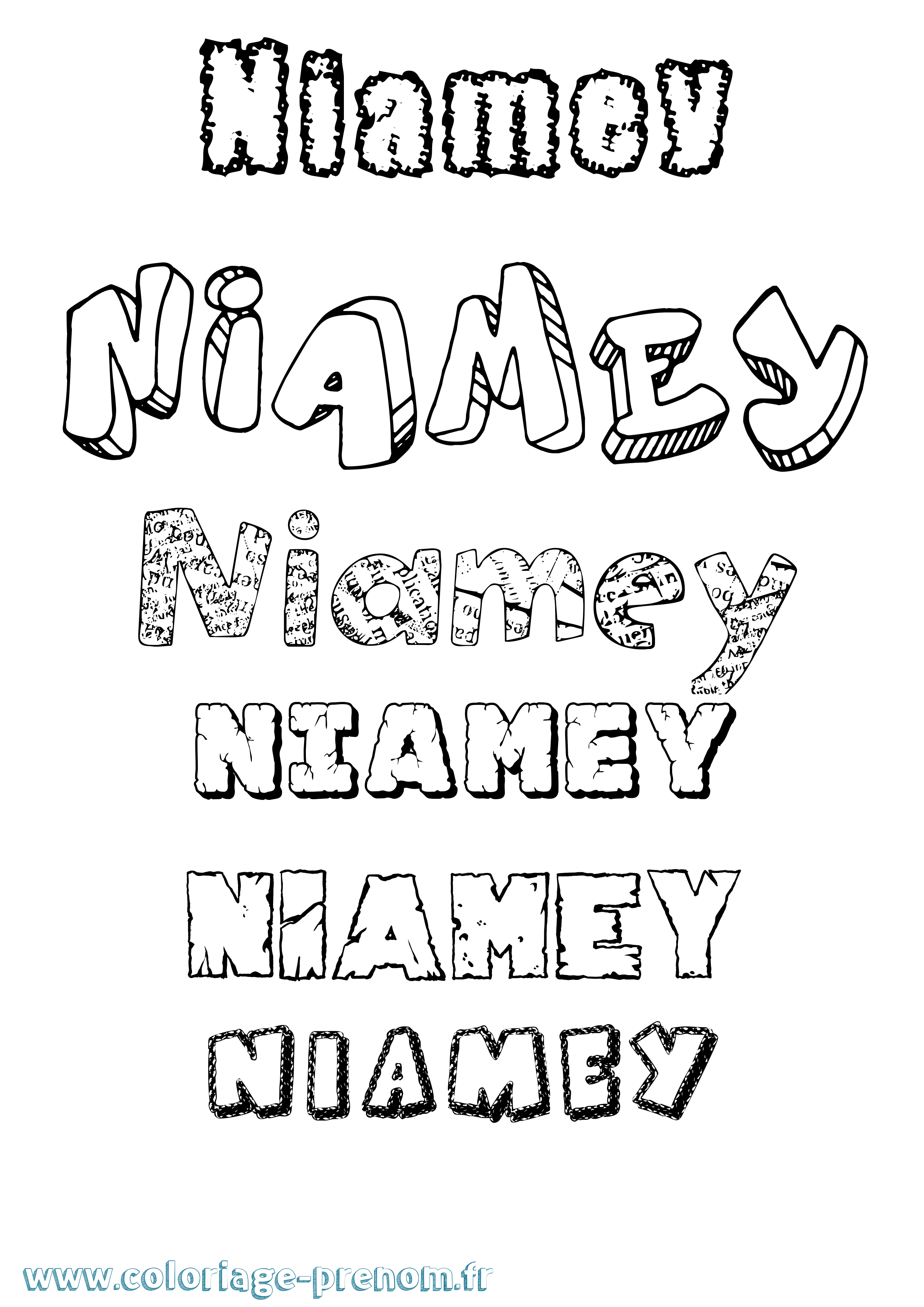 Coloriage Niamey Destructuré Coloriage prénom Niamey Destructuré