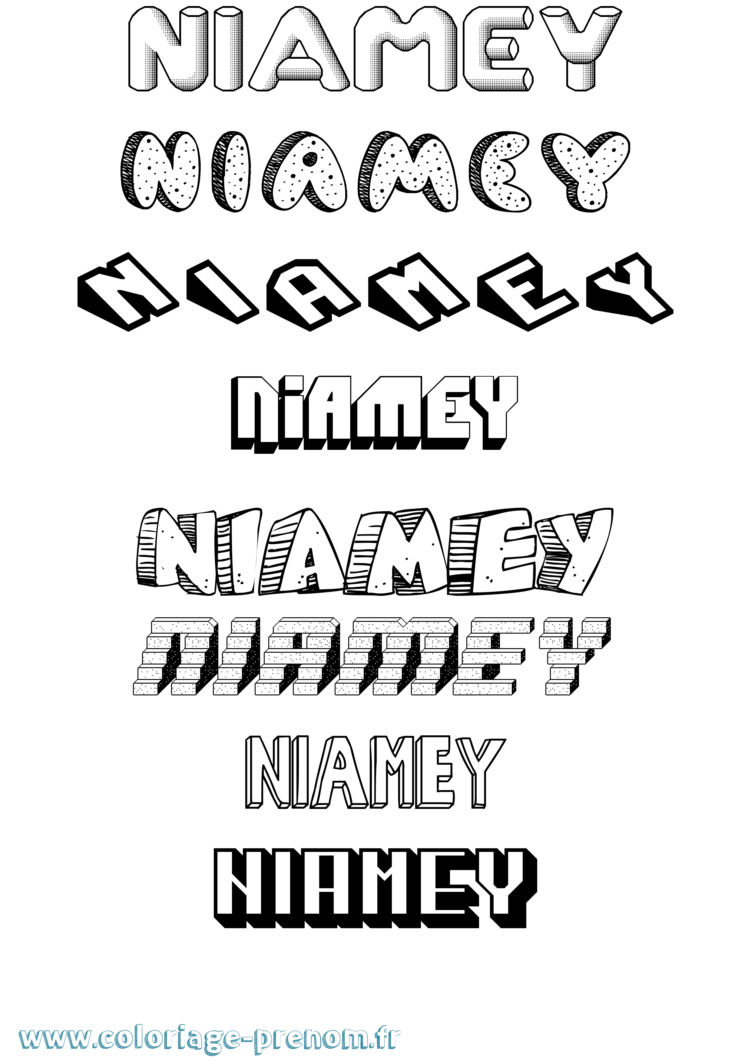 Coloriage Niamey Effet 3D Coloriage prénom Niamey Effet 3D