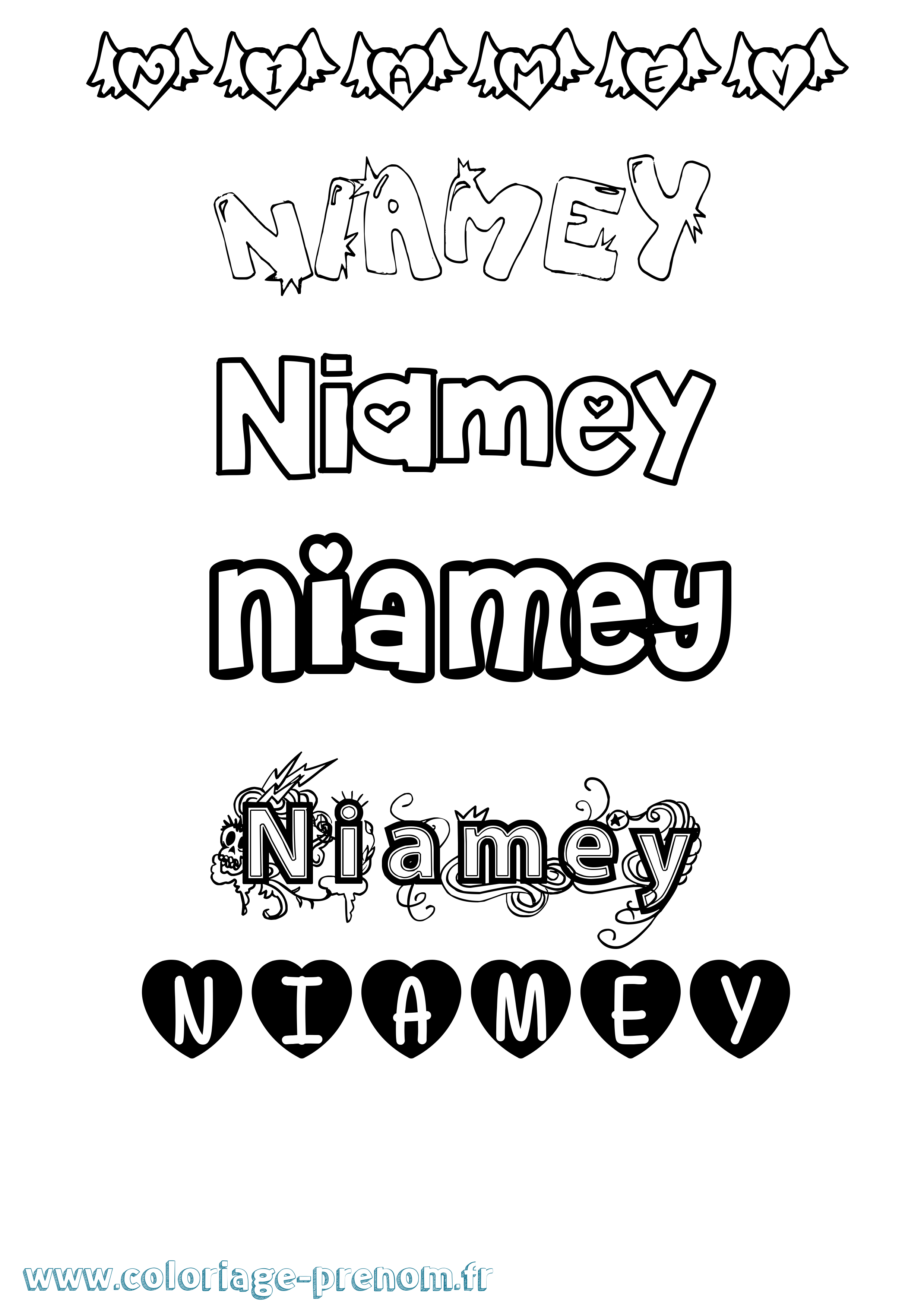 Coloriage Niamey Girly Coloriage prénom Niamey Girly