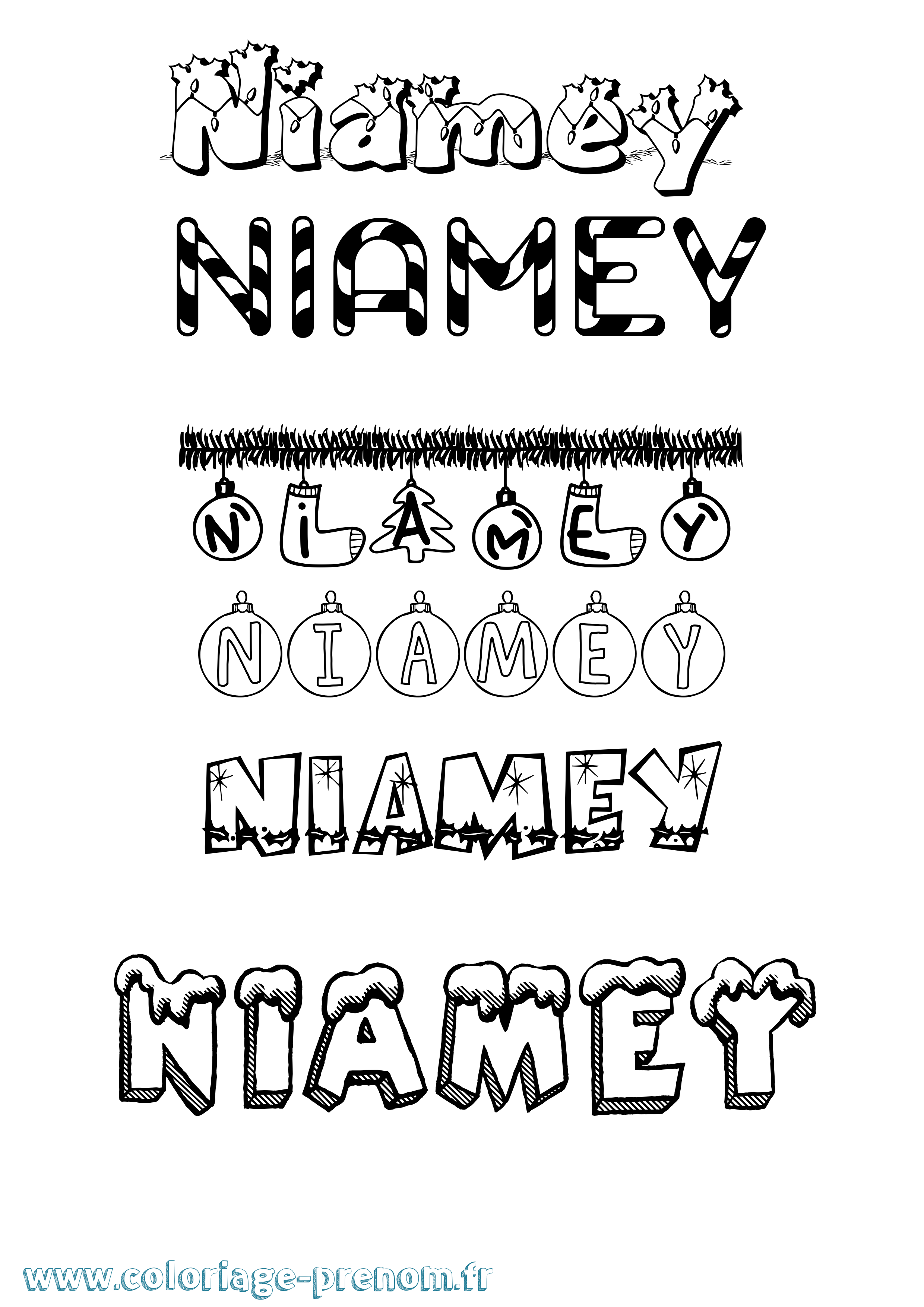 Coloriage Niamey Noël Coloriage prénom Niamey Noël