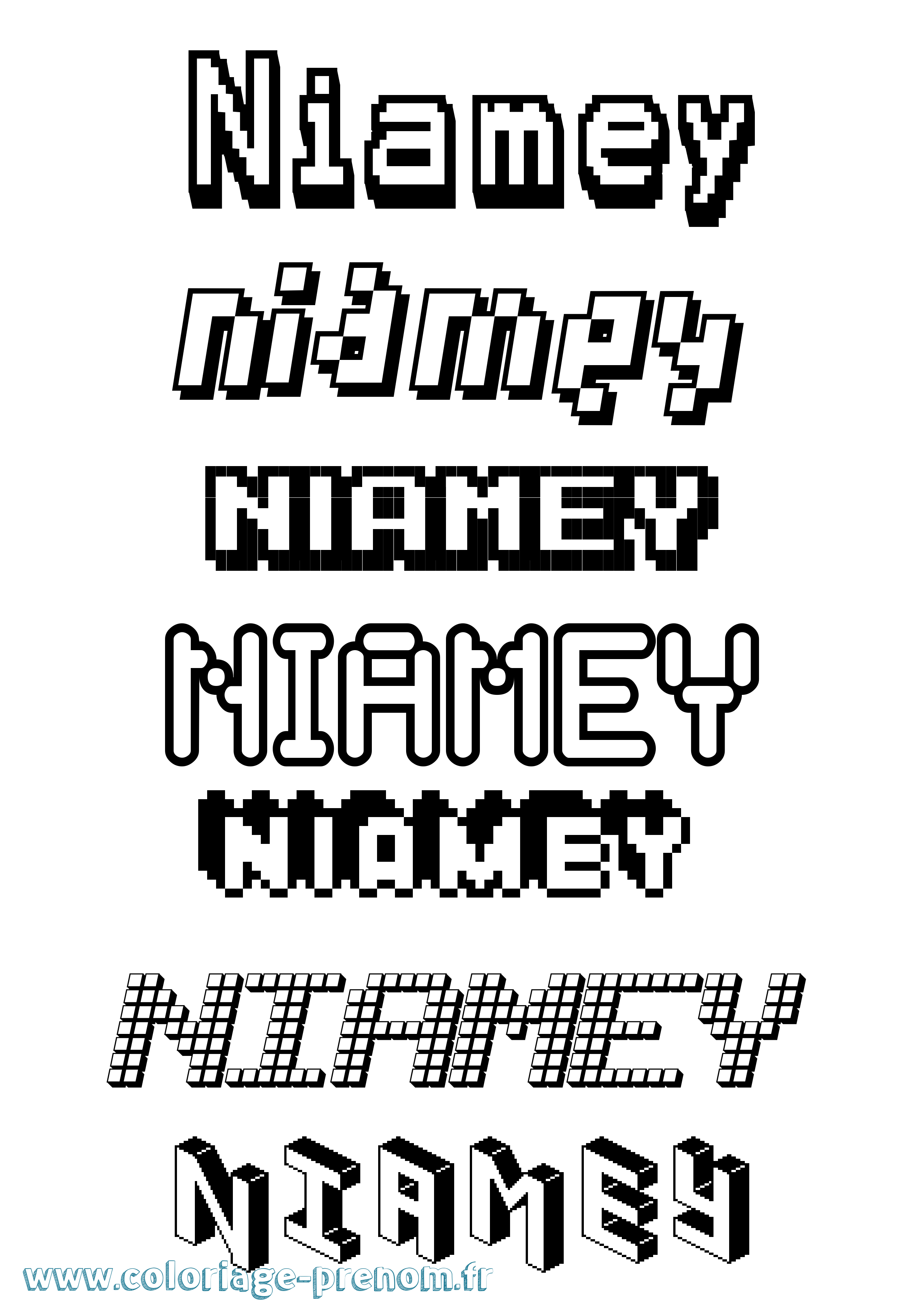 Coloriage Niamey Pixel Coloriage prénom Niamey Pixel