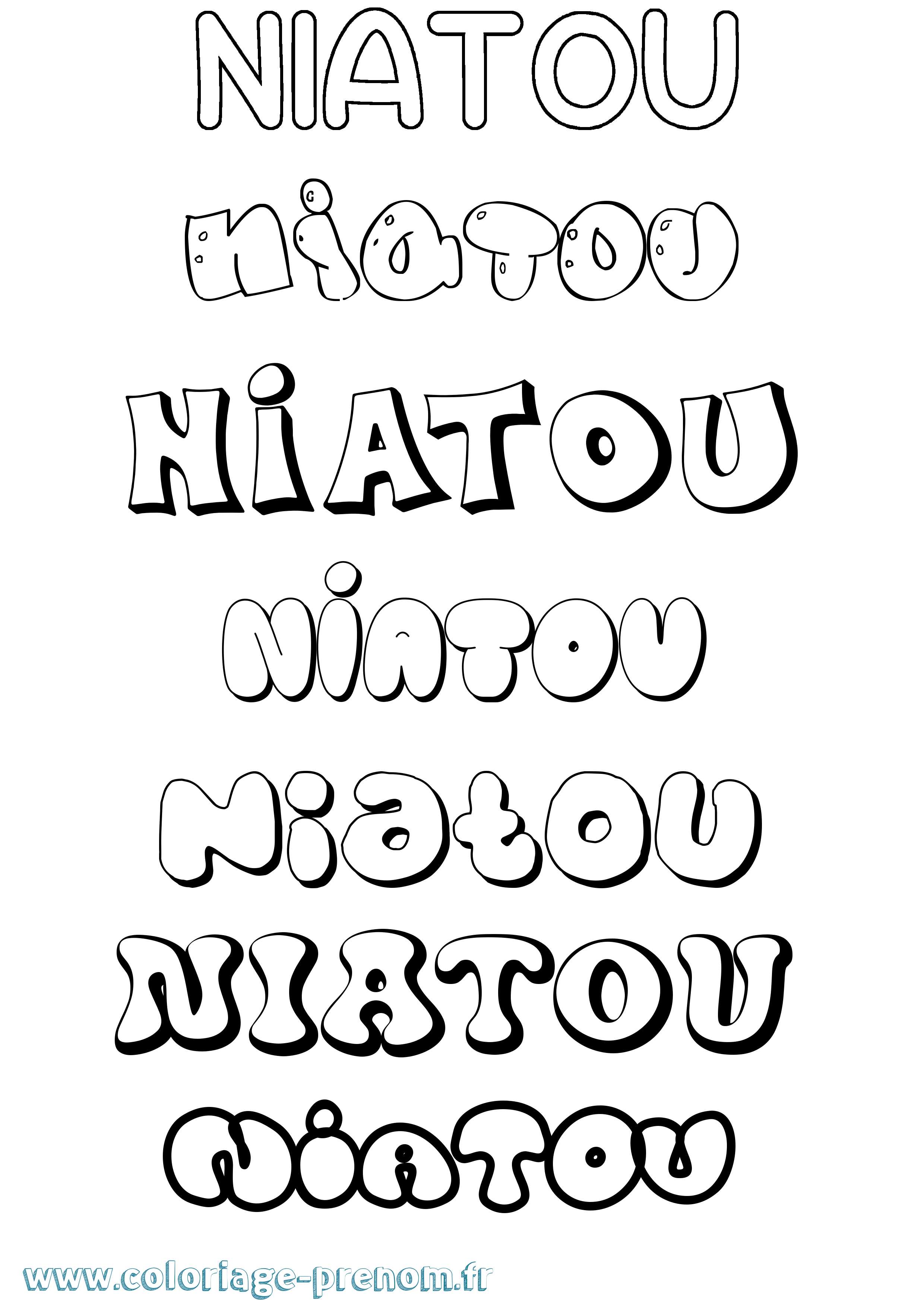 Coloriage Niatou Bubble Coloriage prénom Niatou Bubble