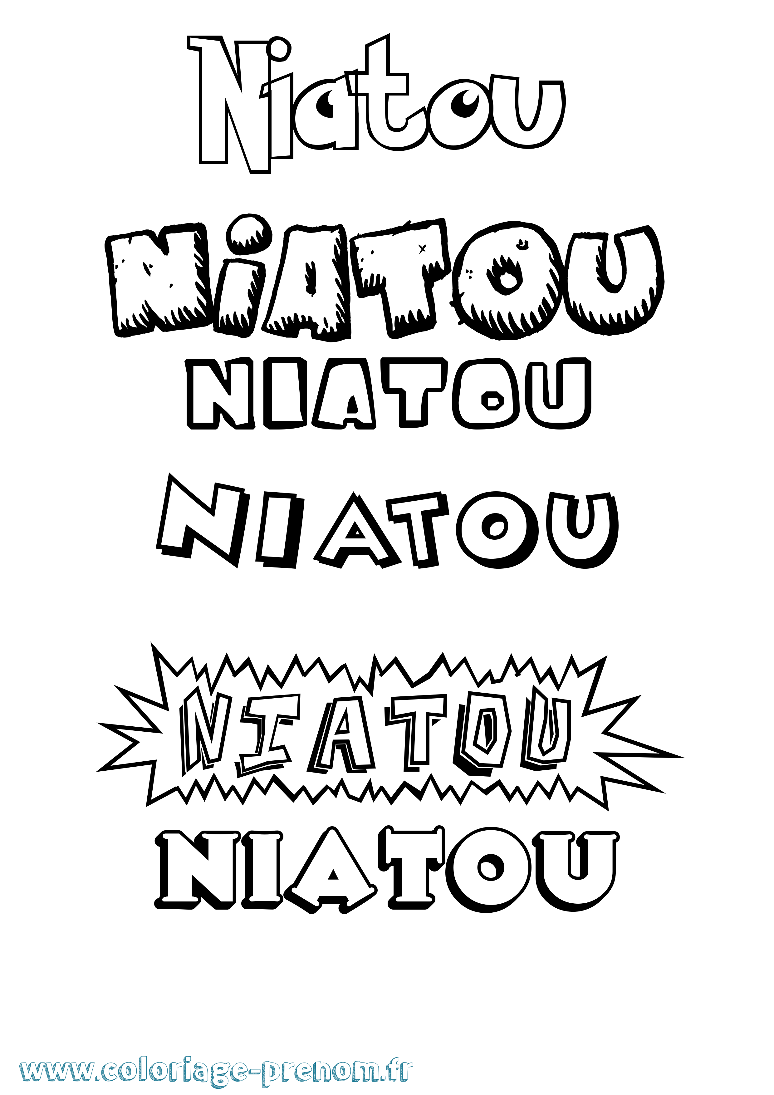 Coloriage Niatou Dessin Animé Coloriage prénom Niatou Dessin Animé
