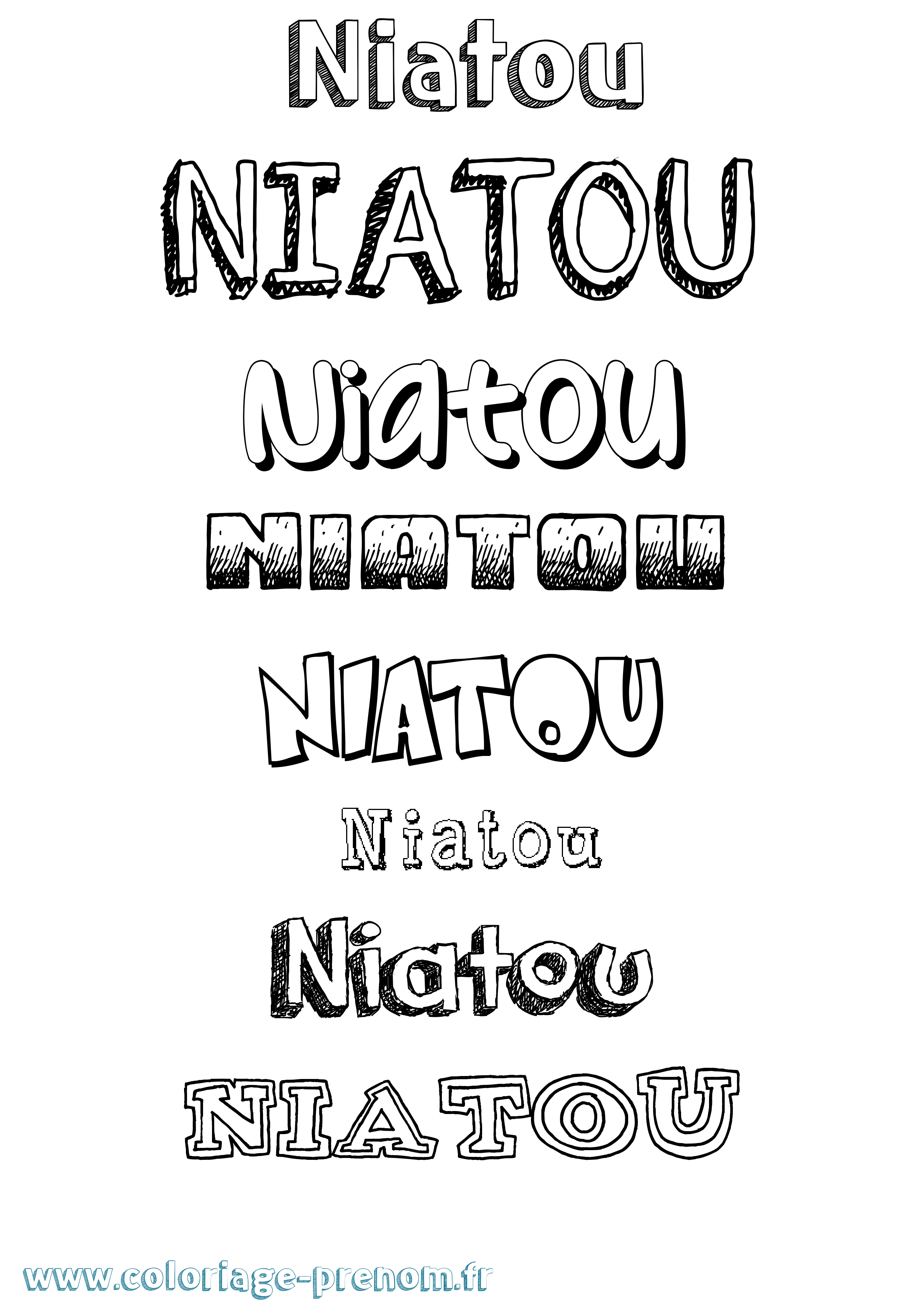 Coloriage Niatou Dessiné Coloriage prénom Niatou Dessiné