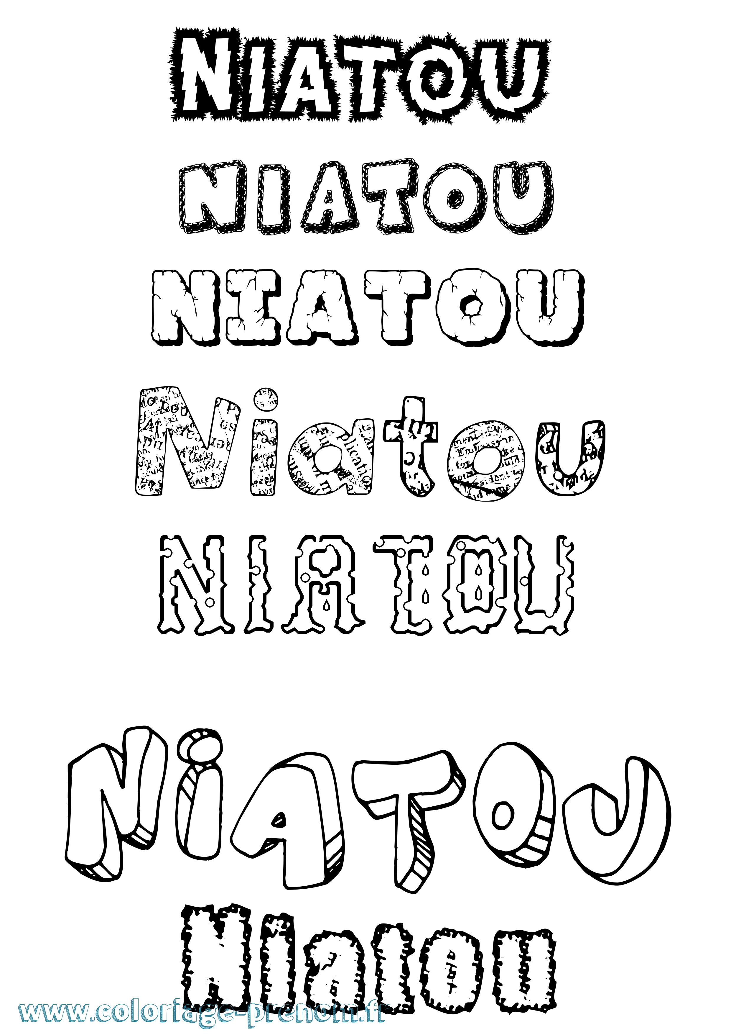 Coloriage Niatou Destructuré Coloriage prénom Niatou Destructuré