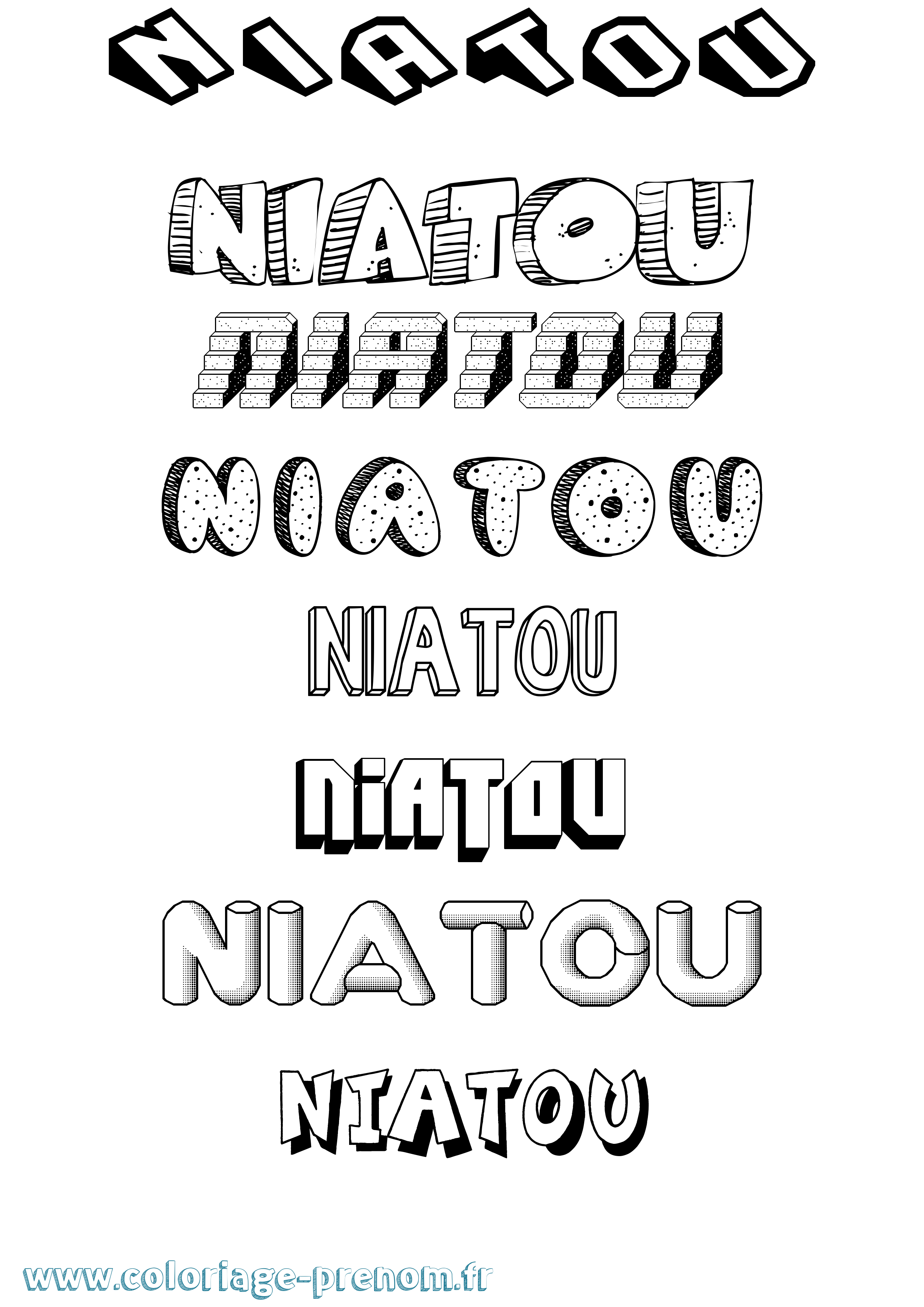 Coloriage Niatou Effet 3D Coloriage prénom Niatou Effet 3D