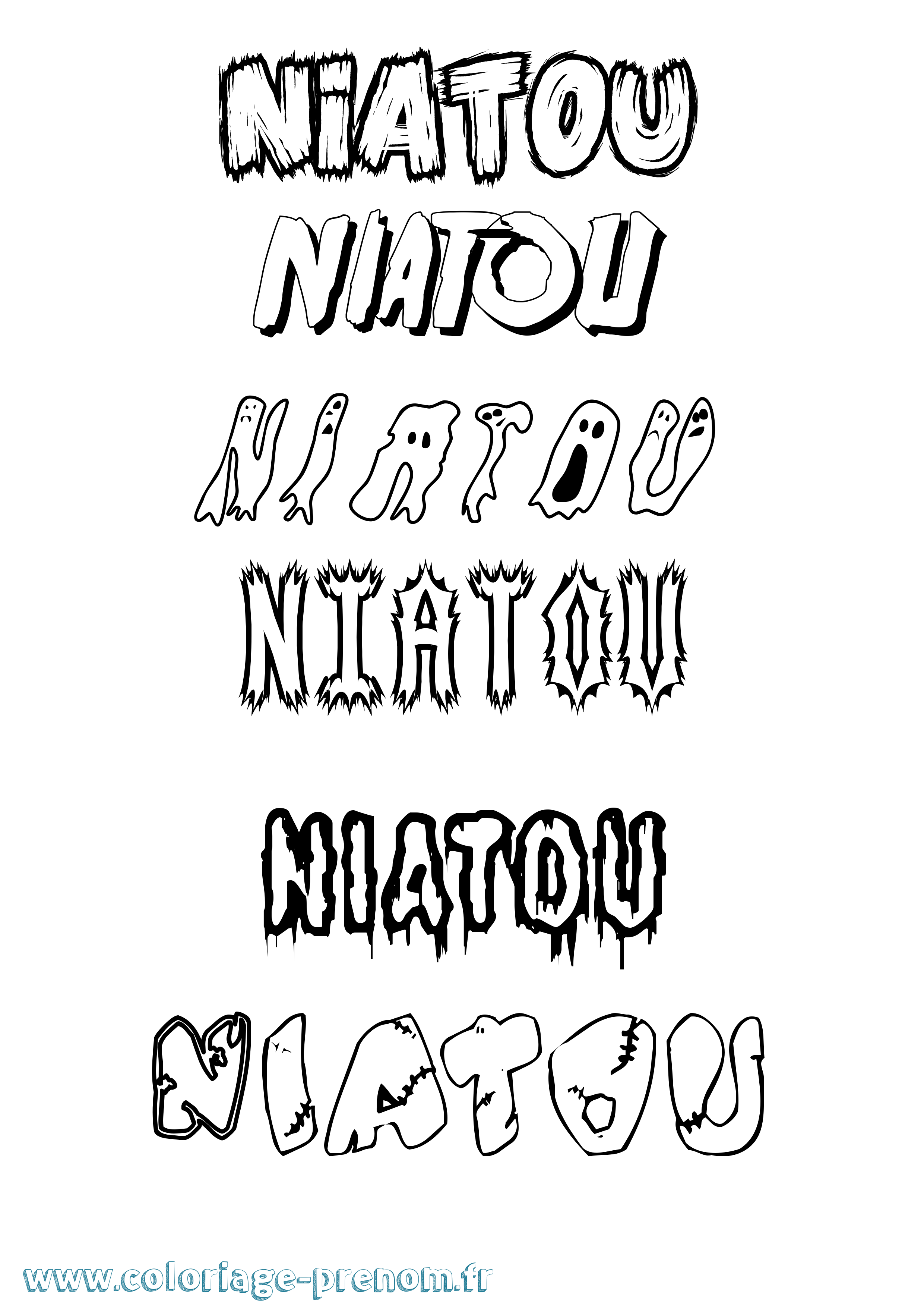 Coloriage Niatou Frisson Coloriage prénom Niatou Frisson