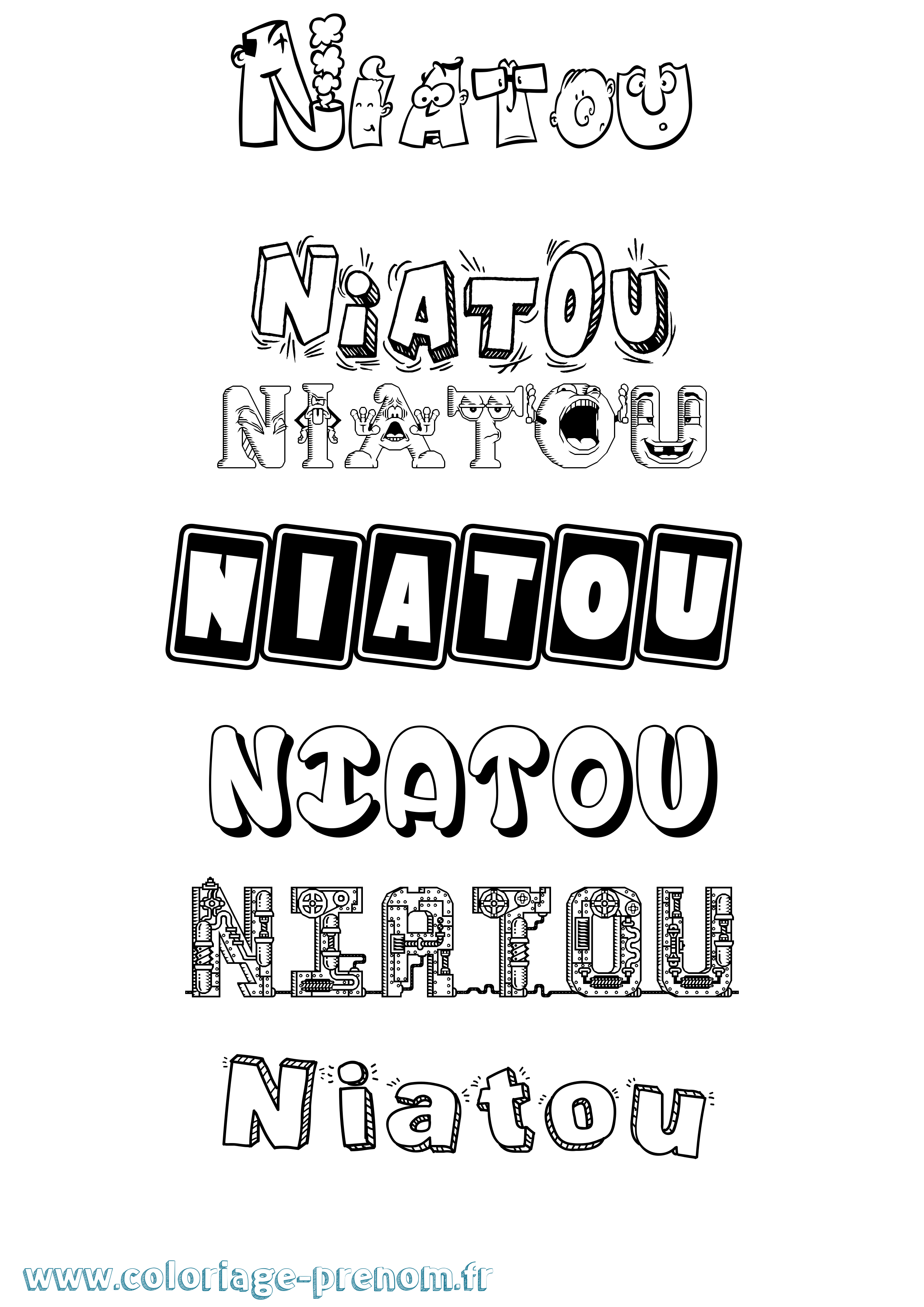 Coloriage Niatou Fun Coloriage prénom Niatou Fun