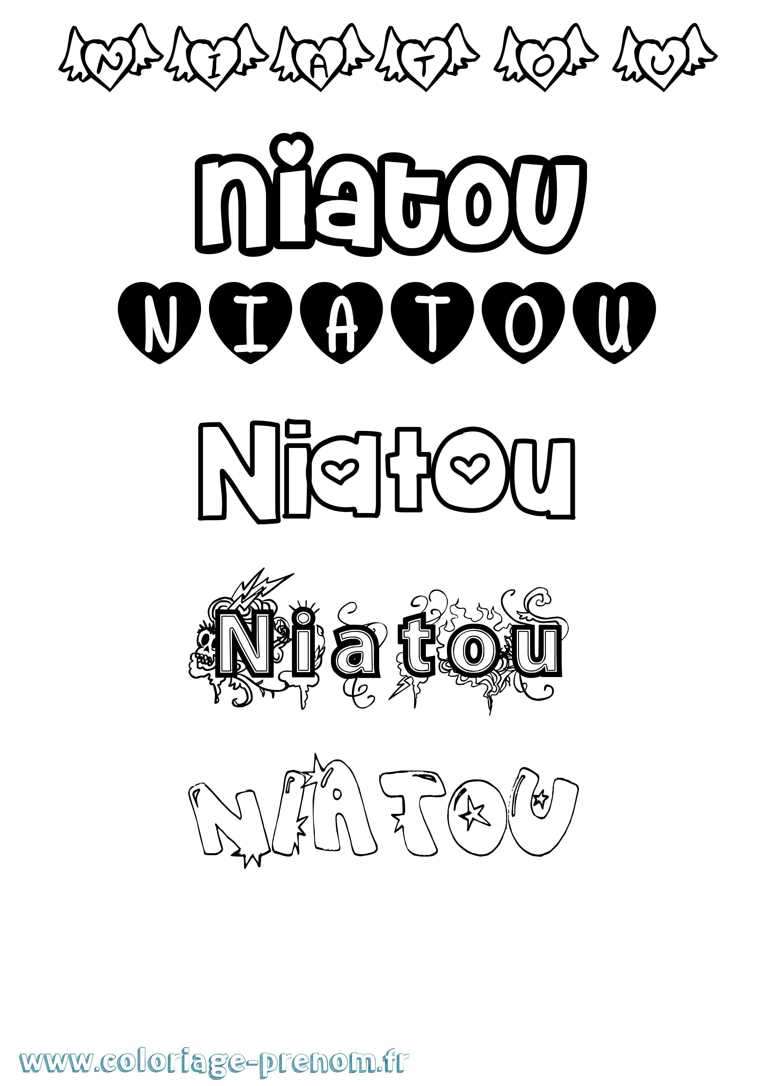 Coloriage Niatou Girly Coloriage prénom Niatou Girly