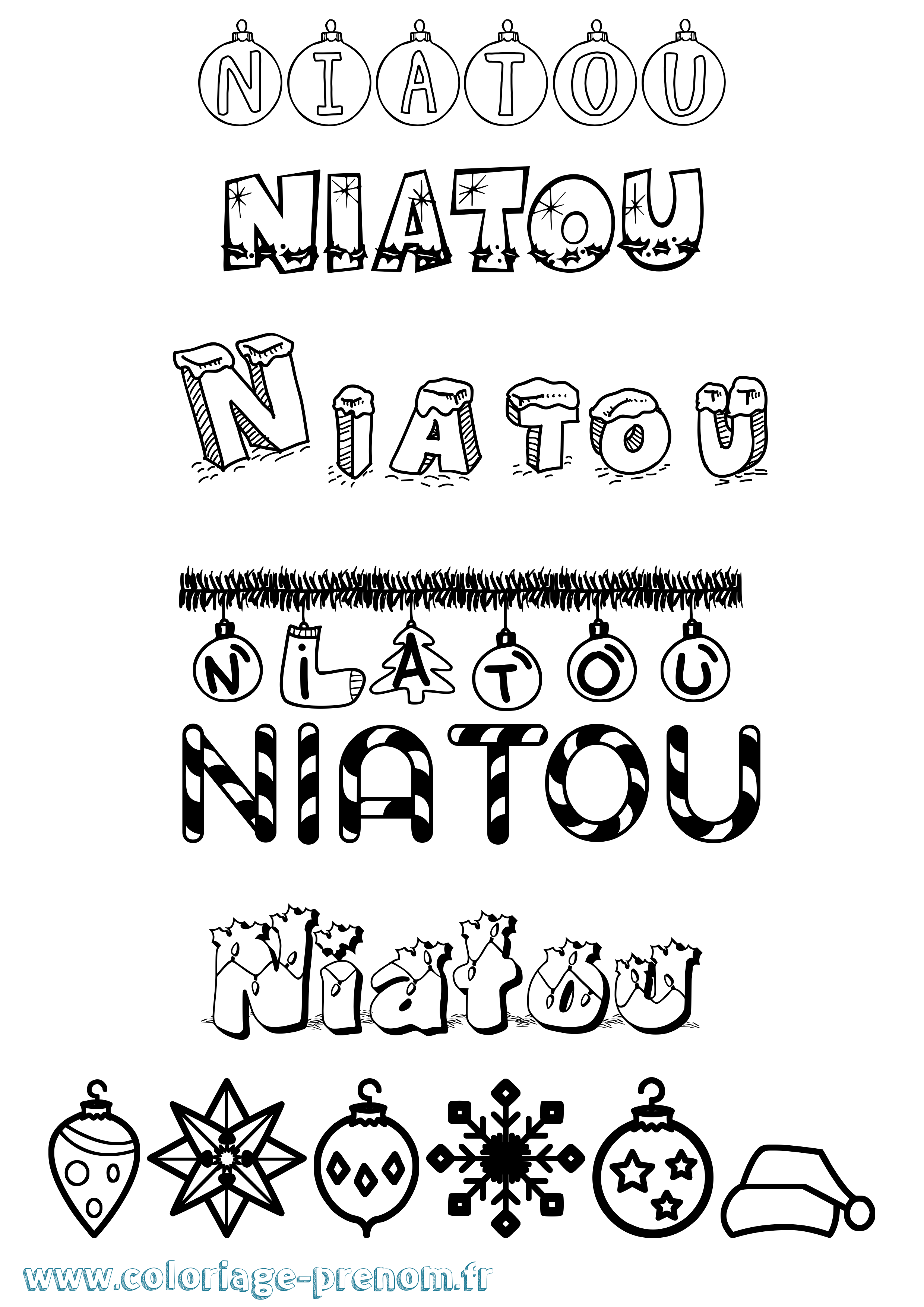 Coloriage Niatou Noël Coloriage prénom Niatou Noël