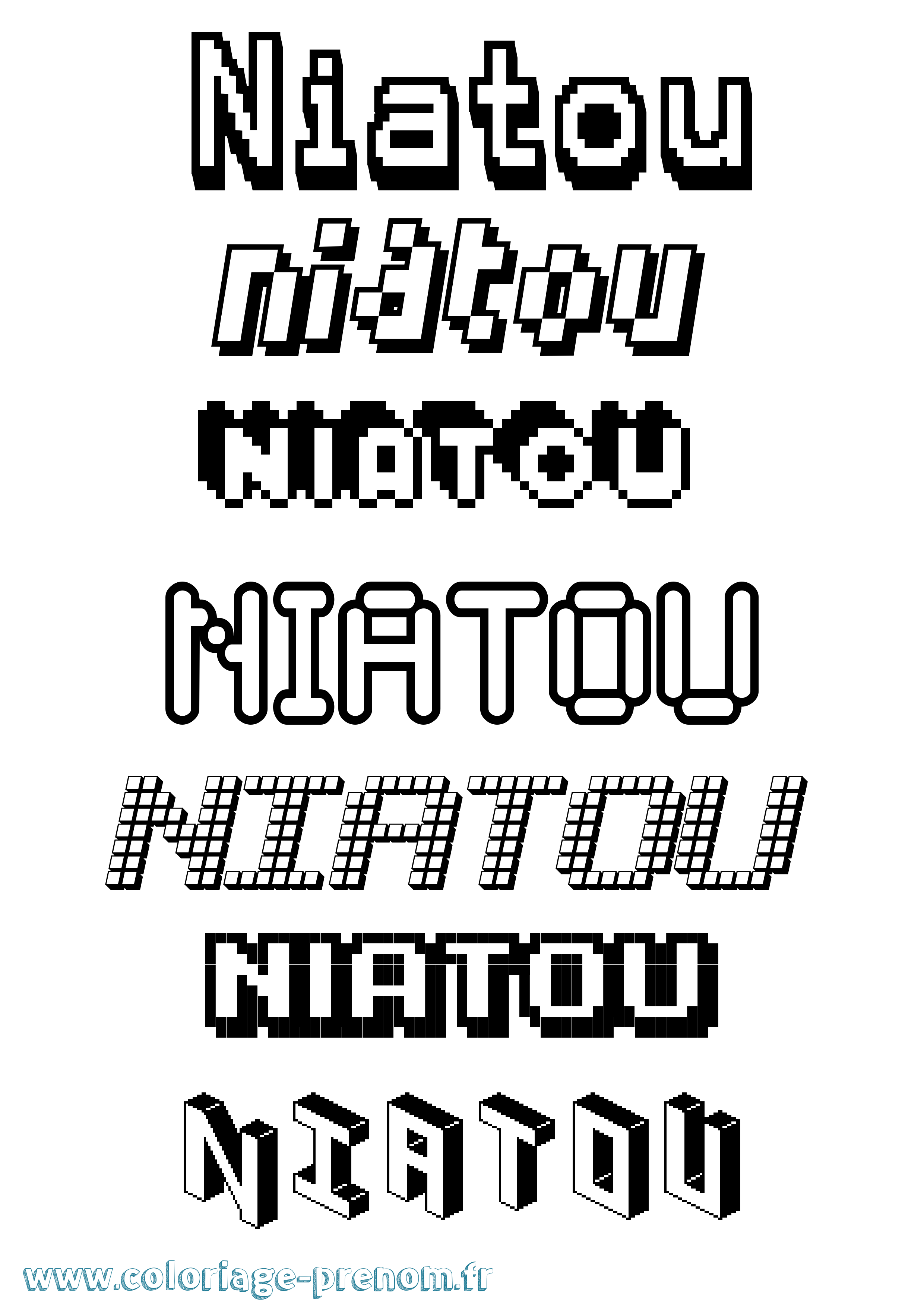 Coloriage Niatou Pixel Coloriage prénom Niatou Pixel