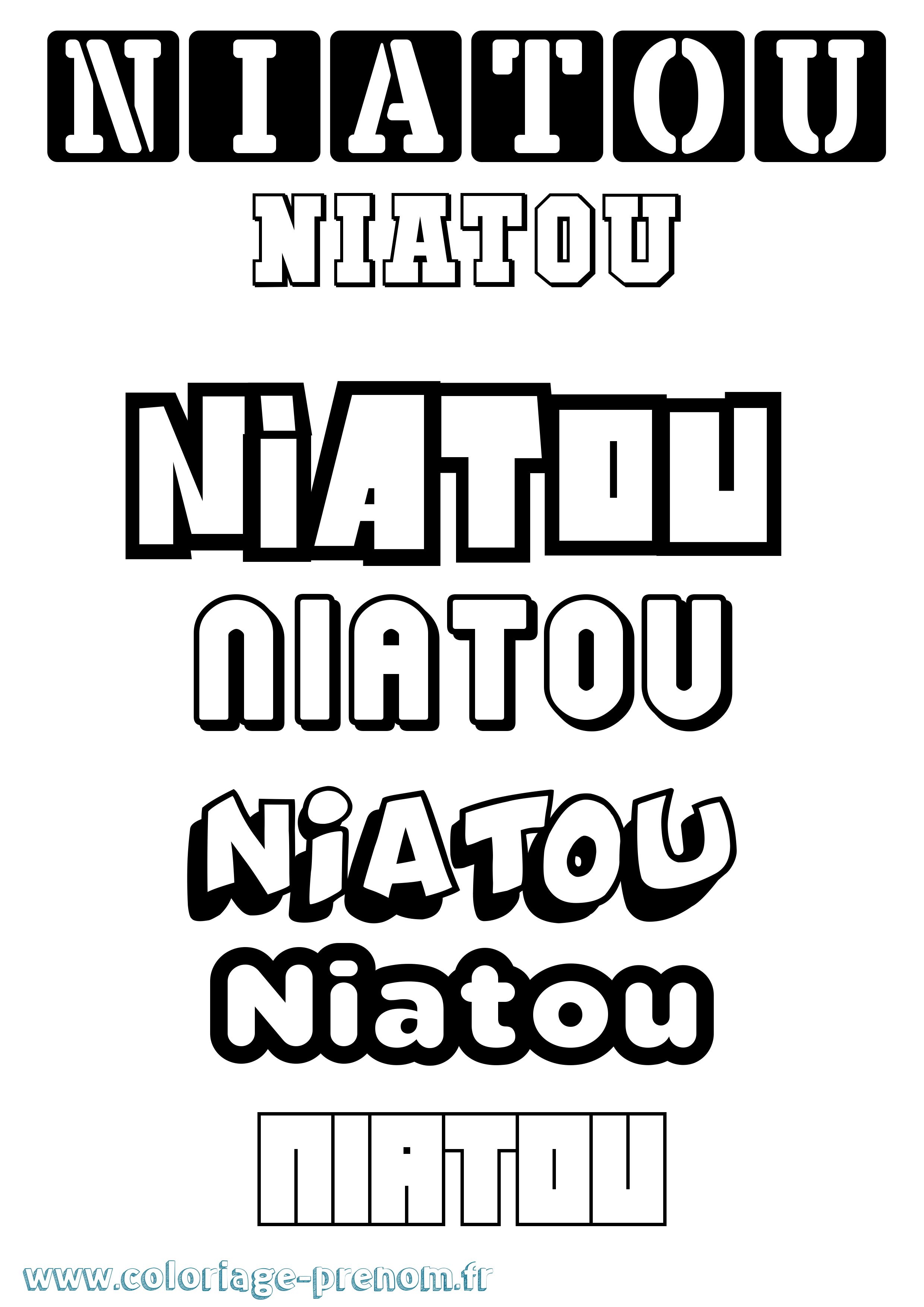 Coloriage Niatou Simple Coloriage prénom Niatou Simple