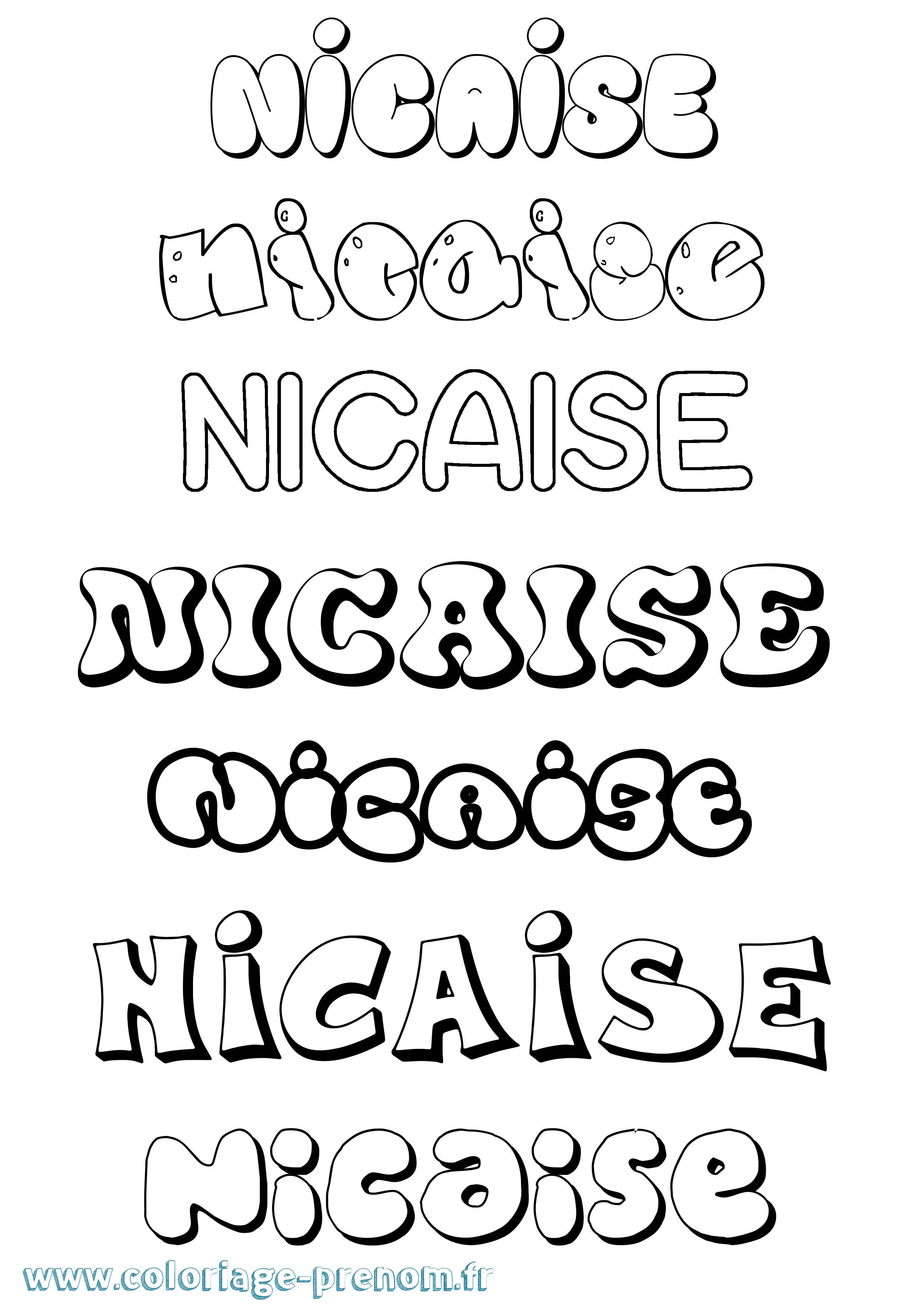 Coloriage Nicaise Bubble Coloriage prénom Nicaise Bubble