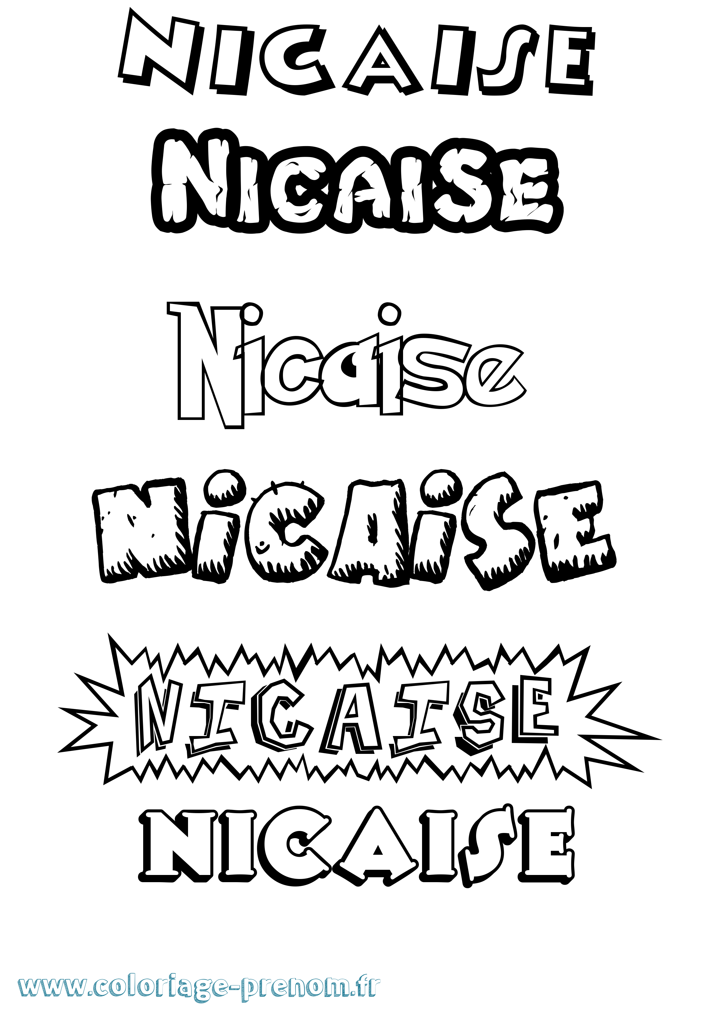 Coloriage Nicaise Dessin Animé Coloriage prénom Nicaise Dessin Animé
