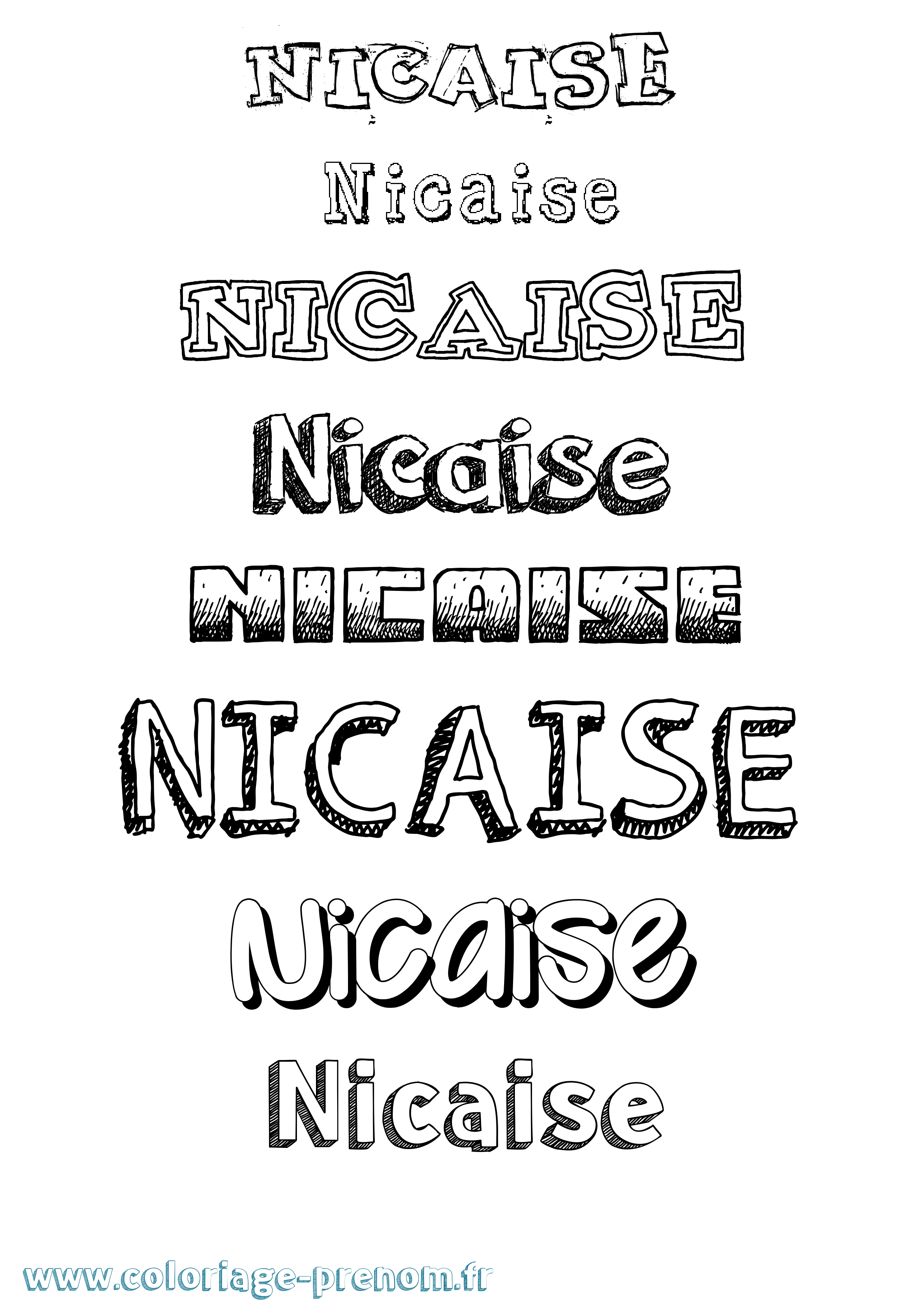 Coloriage Nicaise Dessiné Coloriage prénom Nicaise Dessiné