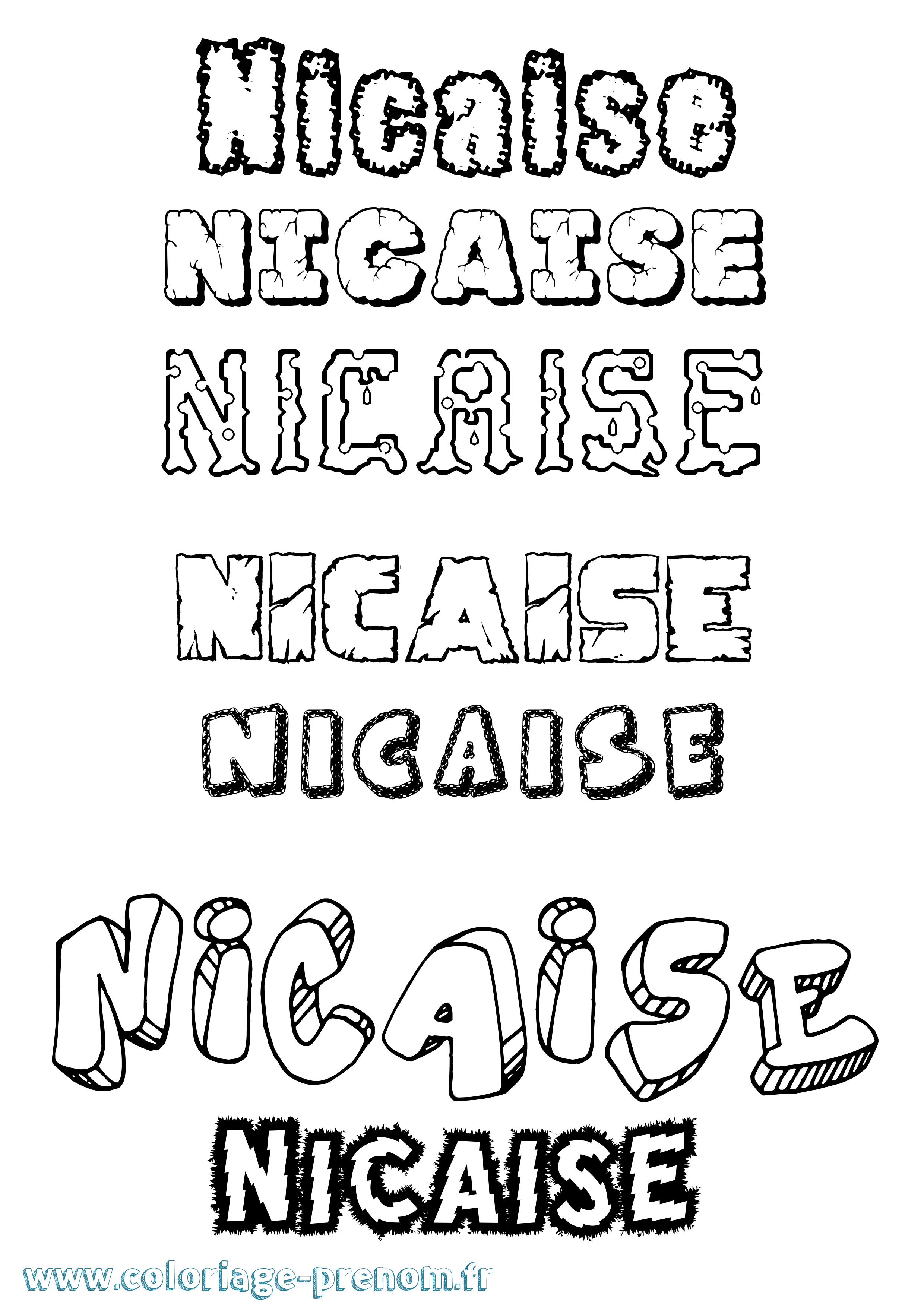 Coloriage Nicaise Destructuré Coloriage prénom Nicaise Destructuré