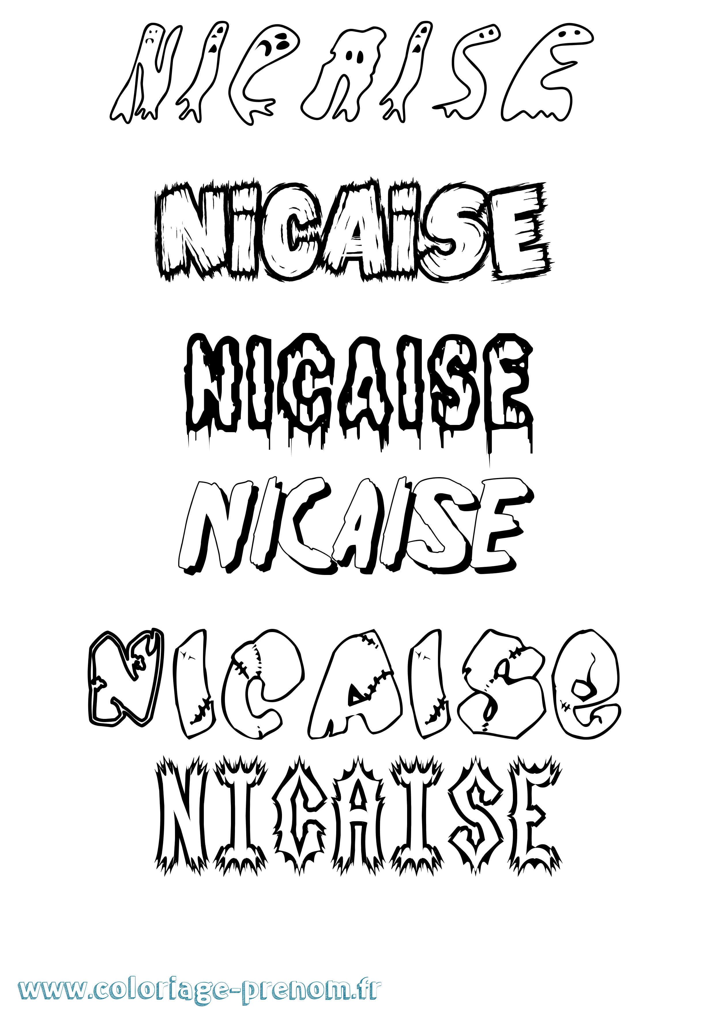 Coloriage Nicaise Frisson Coloriage prénom Nicaise Frisson