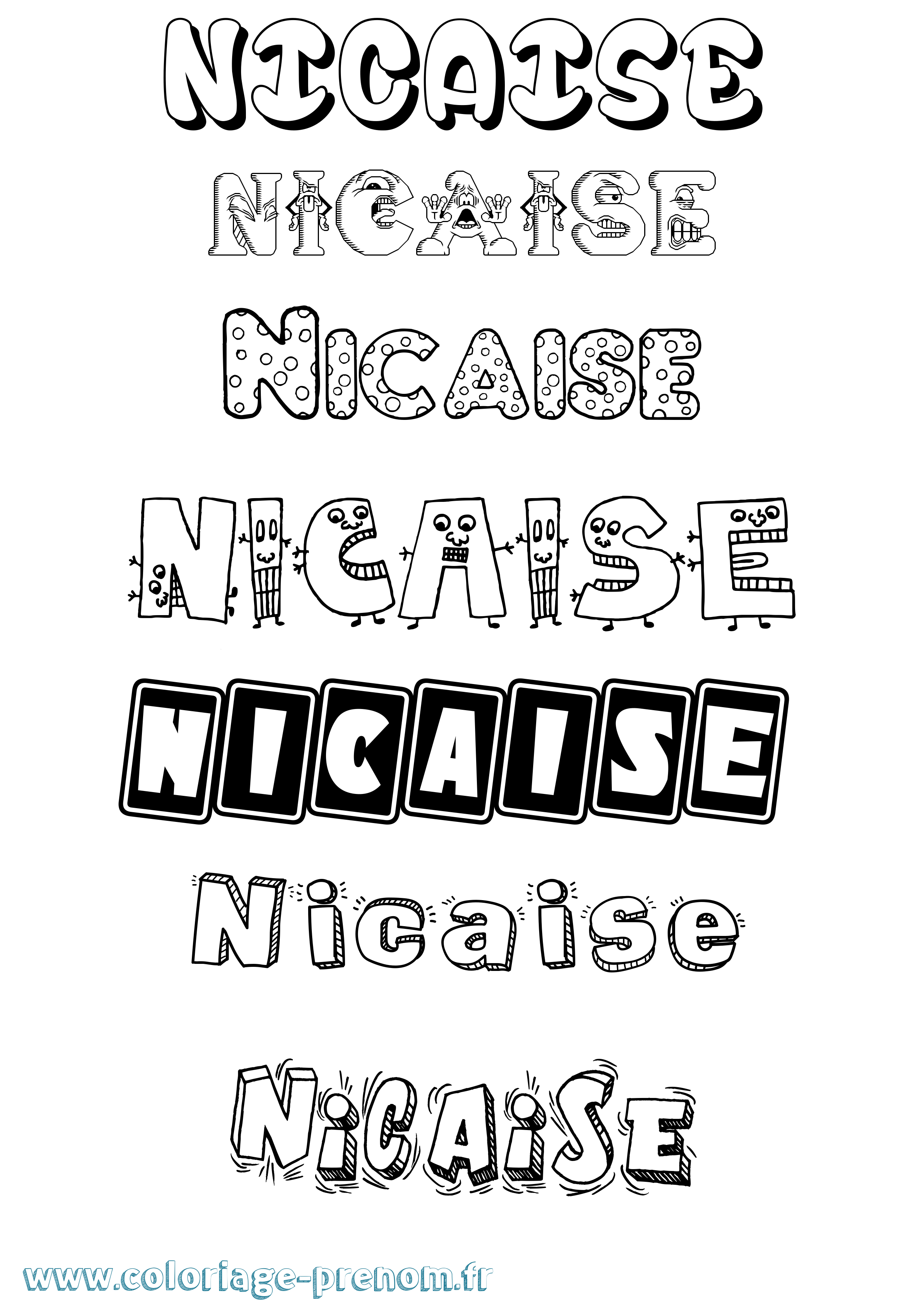 Coloriage Nicaise Fun Coloriage prénom Nicaise Fun