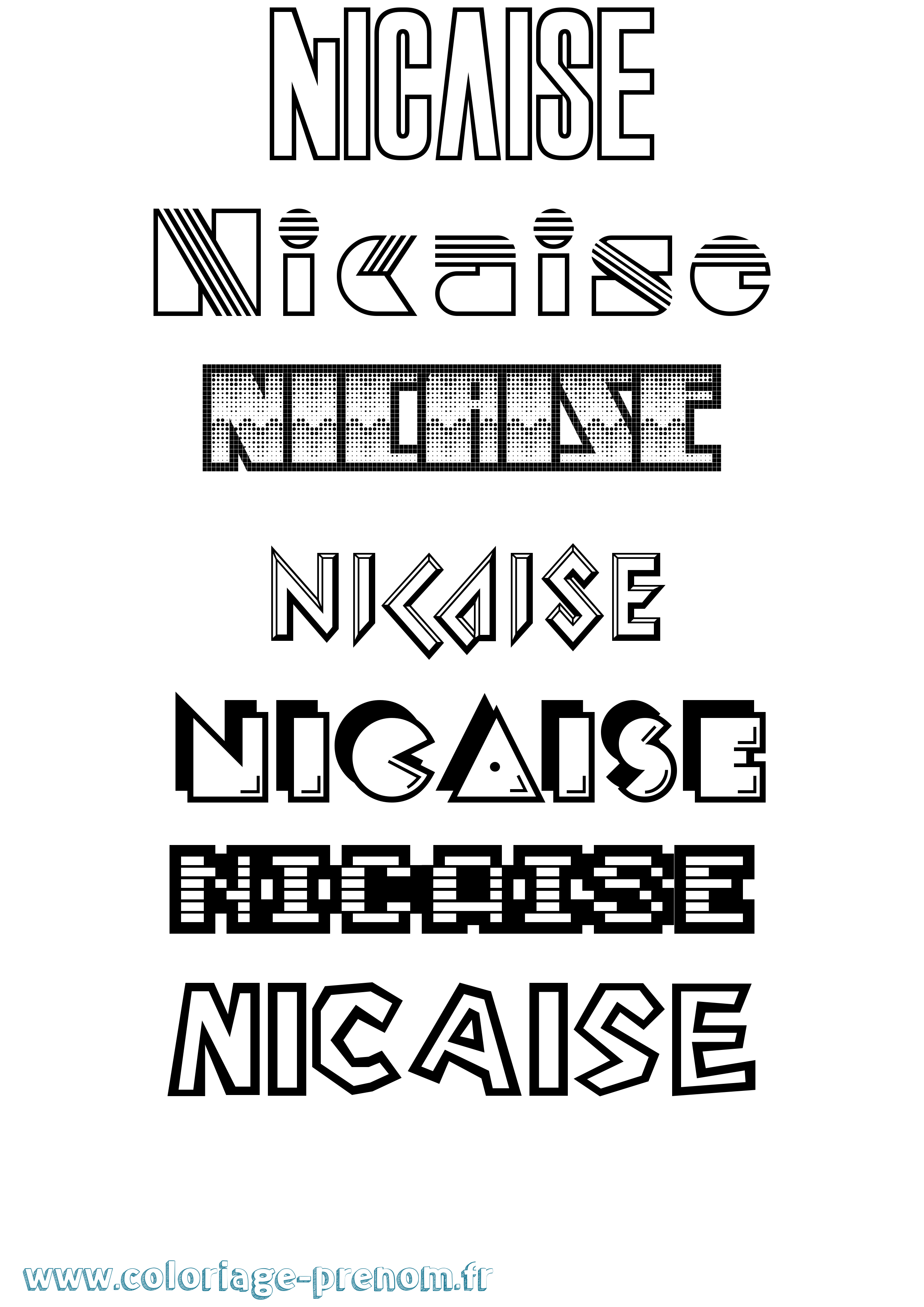 Coloriage Nicaise Jeux Vidéos Coloriage prénom Nicaise Jeux Vidéos